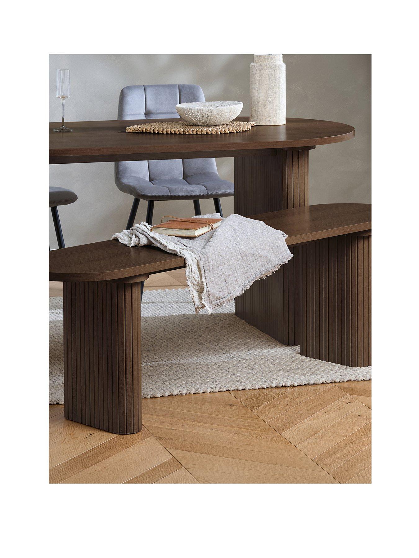 Image 2 of 7 of Birlea Axel Oval Fluted Dining Table With 2 Chairs And Bench