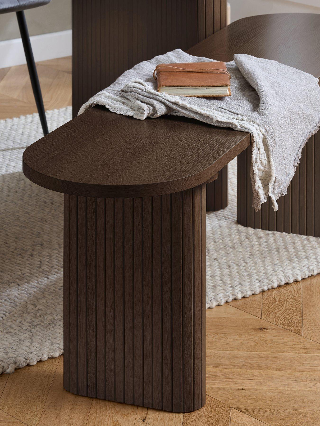 Image 3 of 7 of Birlea Axel Oval Fluted Dining Table With 2 Chairs And Bench