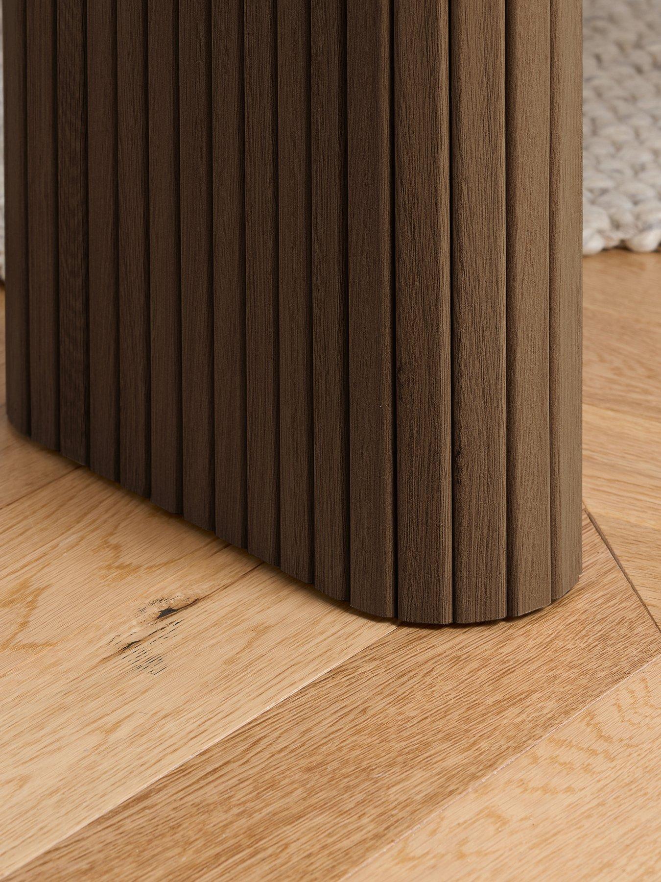 Image 6 of 7 of Birlea Axel Oval Fluted Dining Table With 2 Chairs And Bench