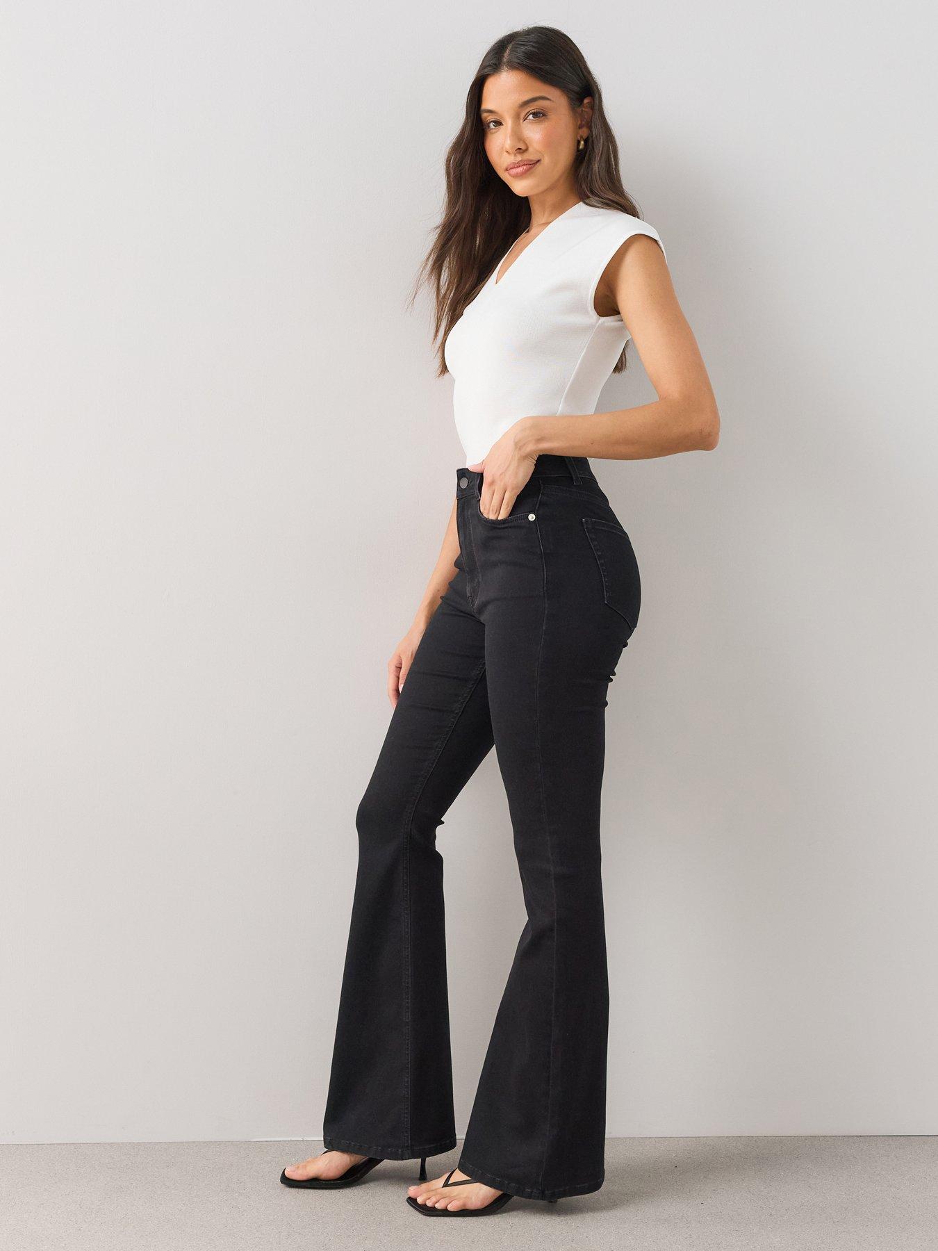 Image 1 of 7 of The Very Collection Womens Sculpt High Rise Slim Flare Jeans - Black