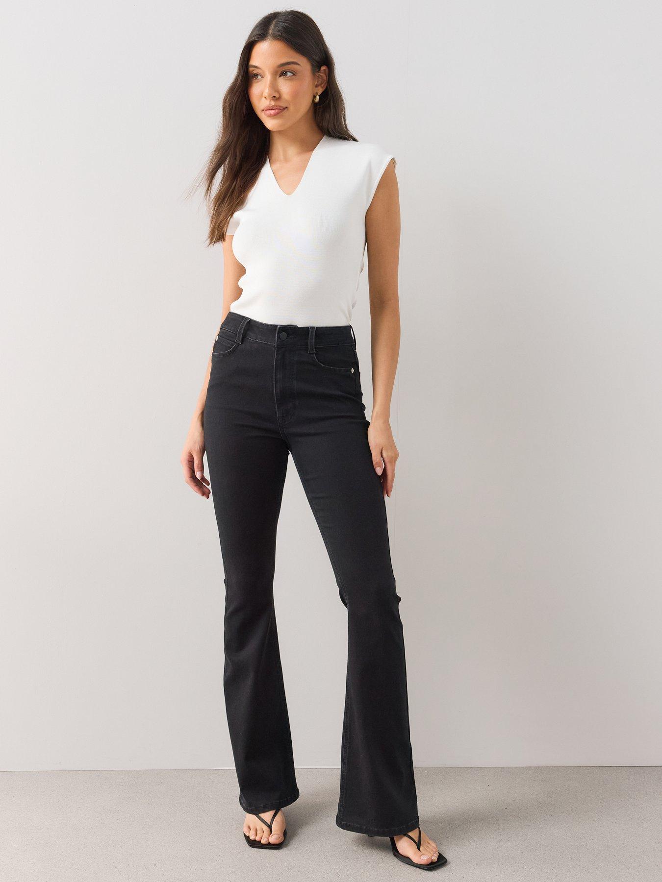 Image 3 of 7 of The Very Collection Womens Sculpt High Rise Slim Flare Jeans - Black