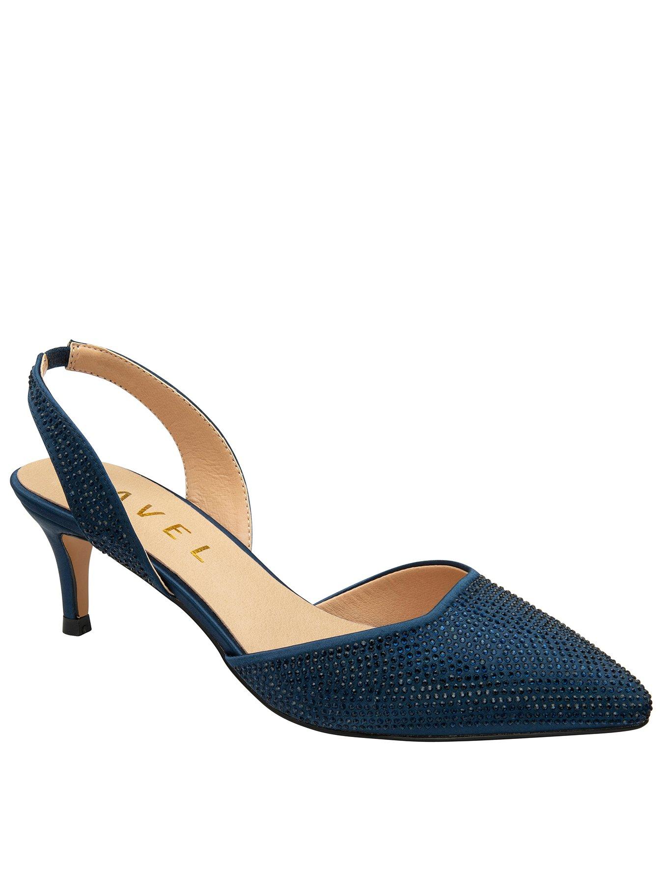 Ravel Mallow Kitten Heel Sparkle Sling Back - Navy