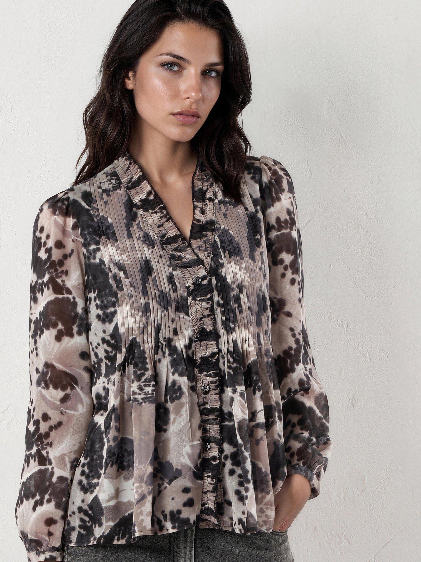Religion Carolina Pin Tuck Shirt Blouse In Floral Orchid Print