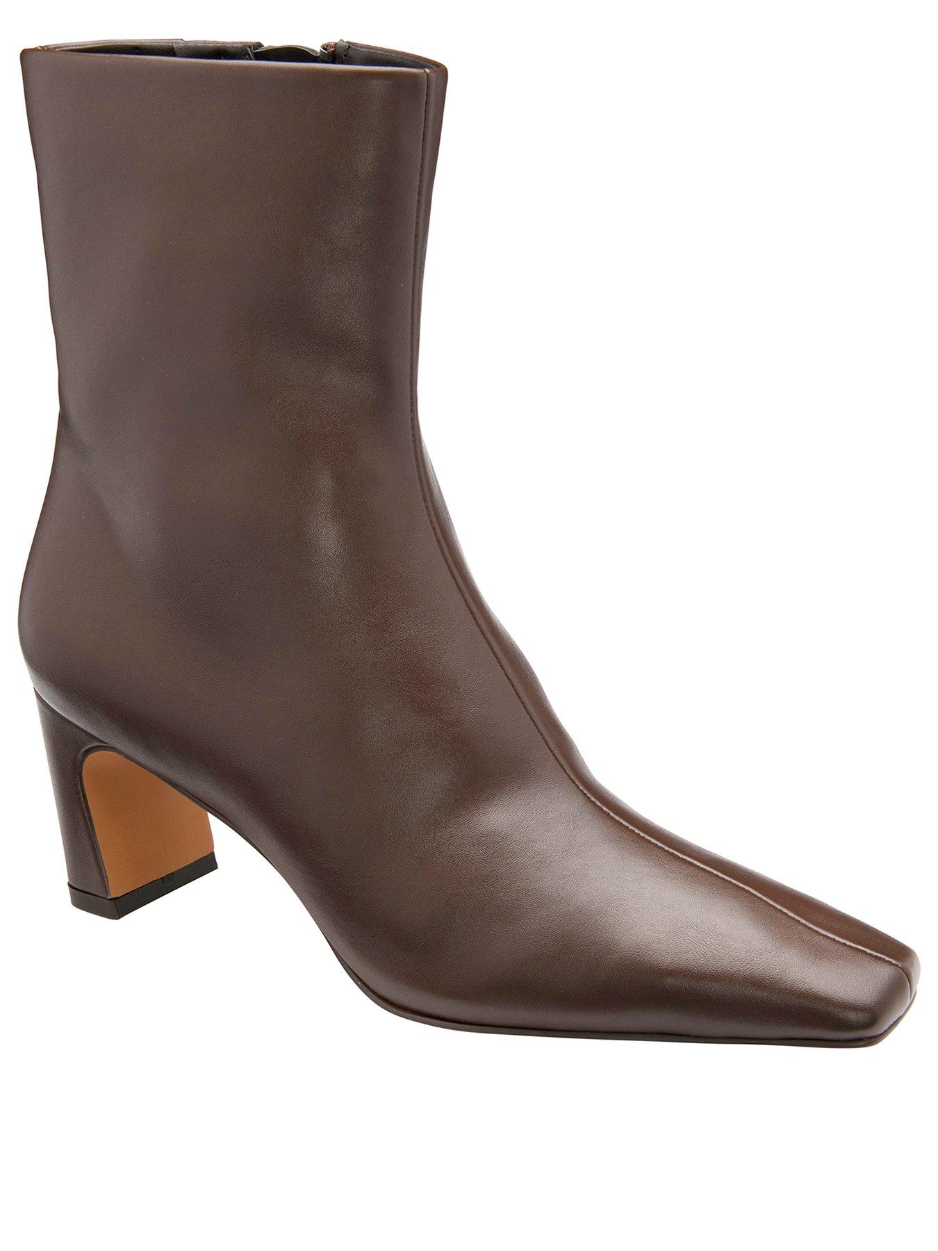 Image 1 of 4 of Ravel Staley Square Toe Zip Ankle Boot - Brown Pu