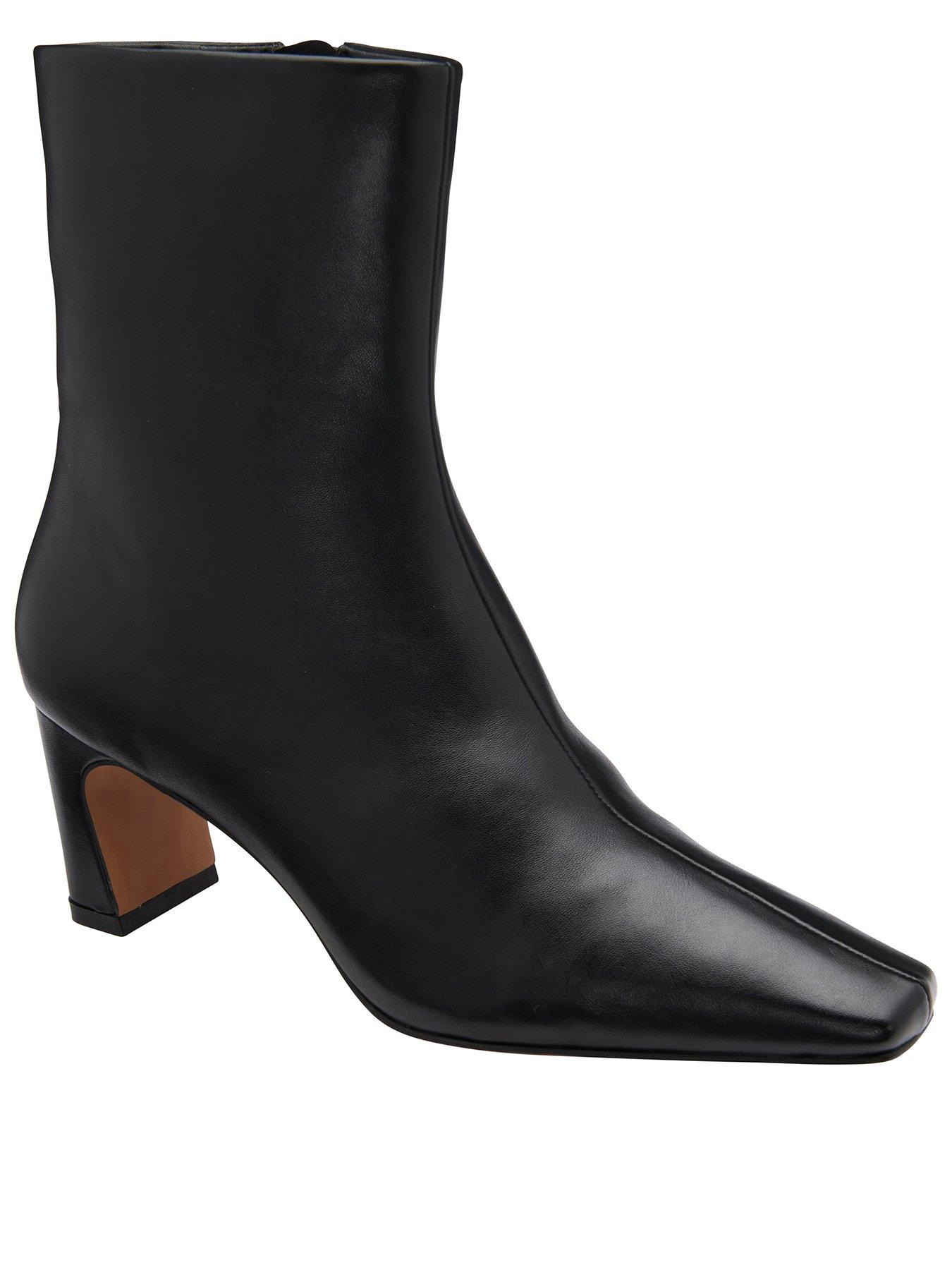Image 1 of 4 of Ravel Staley Square Toe Zip Ankle Boot - Black