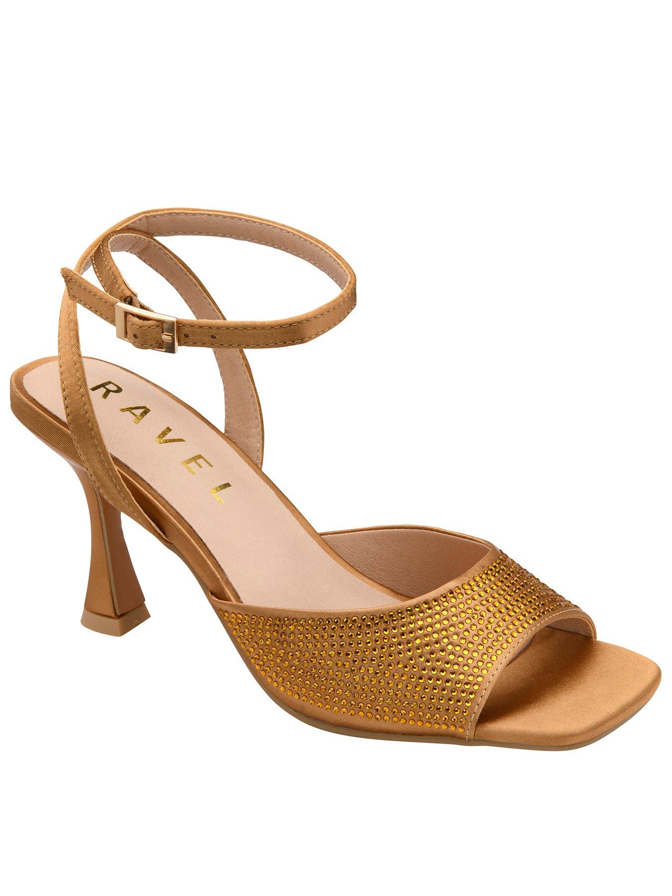 Image 1 of 4 of Ravel Holms Sparkle Square Toe Heeled Sandal - Autumn Gold
