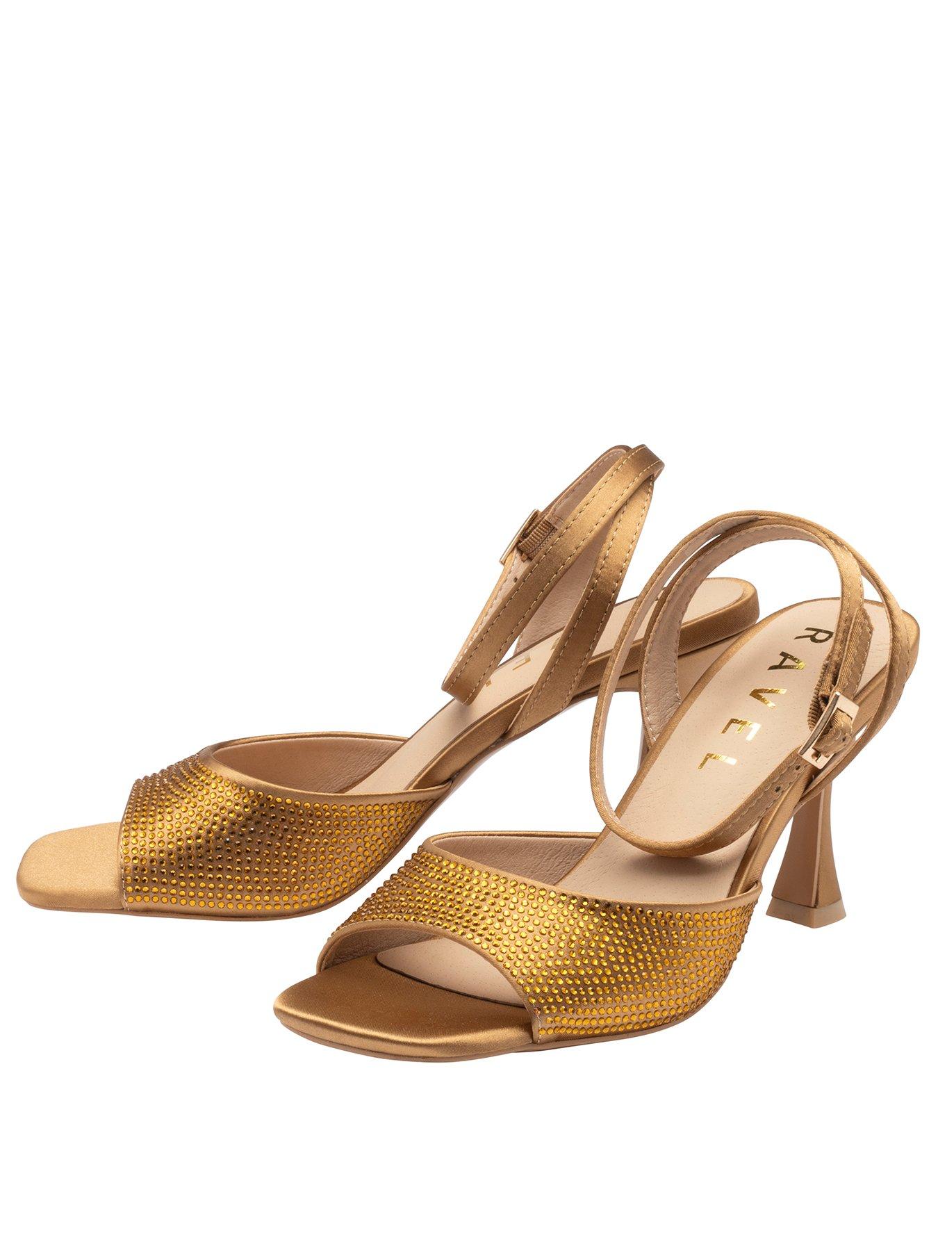 Image 2 of 4 of Ravel Holms Sparkle Square Toe Heeled Sandal - Autumn Gold