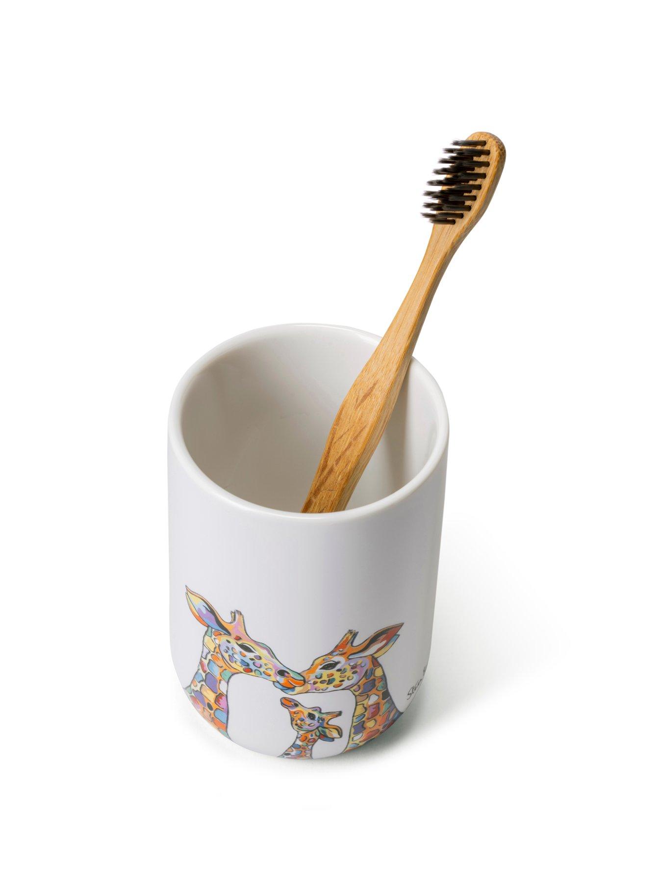 Image 3 of 6 of Croydex Steven Brown Ceramic Tumbler - Giraffe Family