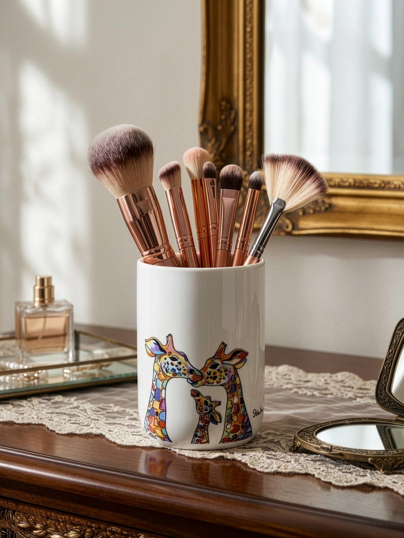 Image 6 of 6 of Croydex Steven Brown Ceramic Tumbler - Giraffe Family