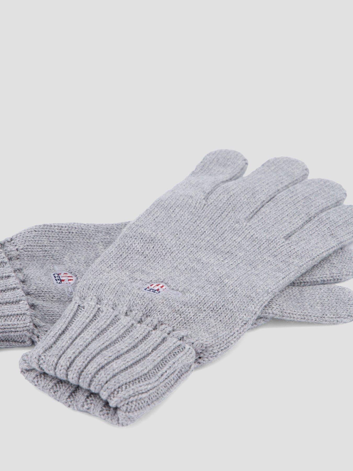 Image 4 of 6 of GANT Mens Cotton Blend Ribbed Cuff Logo Gloves - Grey