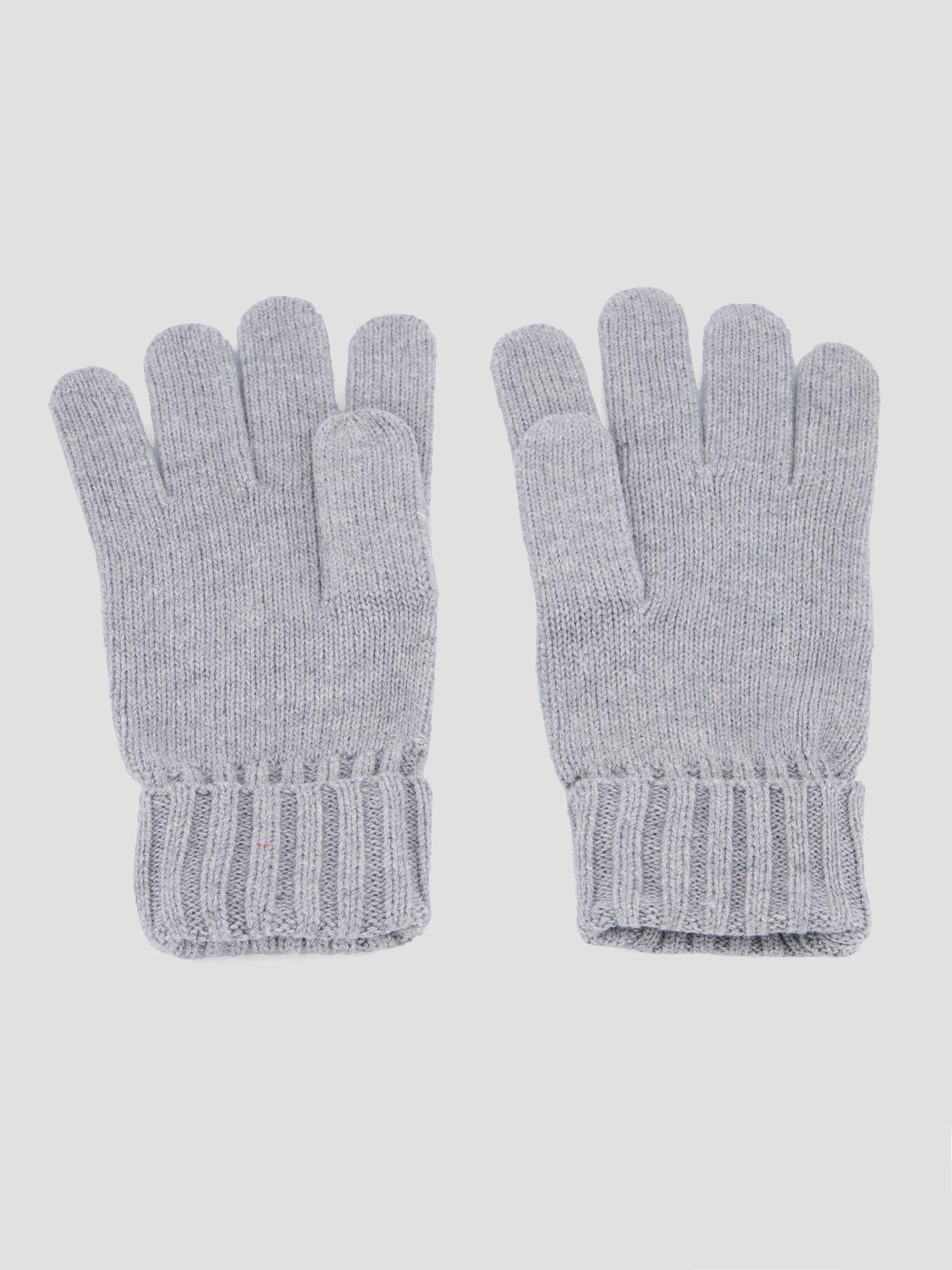 Image 5 of 6 of GANT Mens Cotton Blend Ribbed Cuff Logo Gloves - Grey