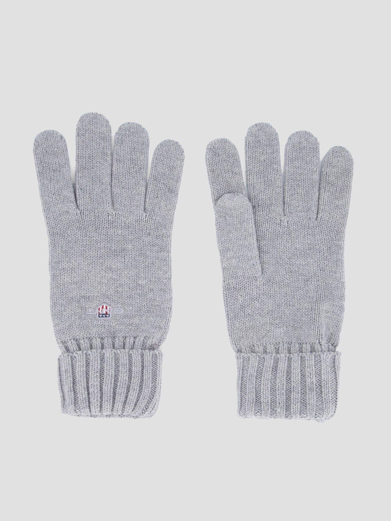 Image 6 of 6 of GANT Mens Cotton Blend Ribbed Cuff Logo Gloves - Grey