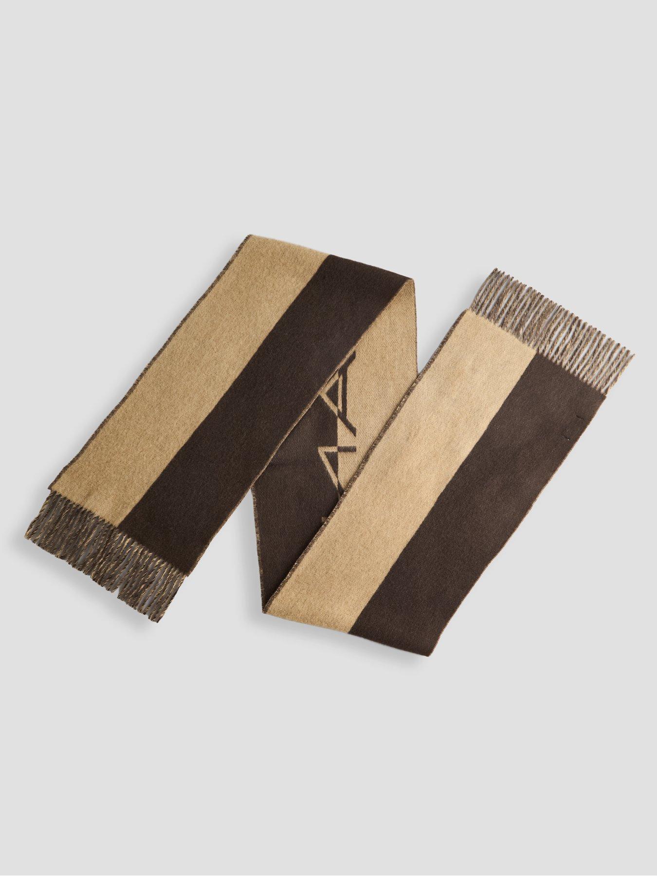Image 2 of 4 of GANT Mens Woven Logo Colour-Block Scarf - Dark Brown