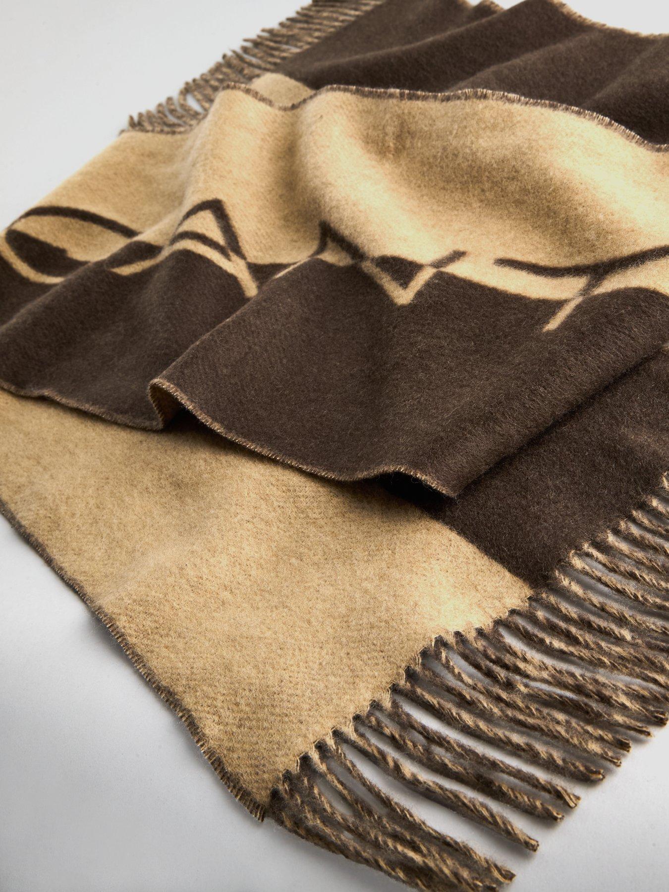 Image 3 of 4 of GANT Mens Woven Logo Colour-Block Scarf - Dark Brown