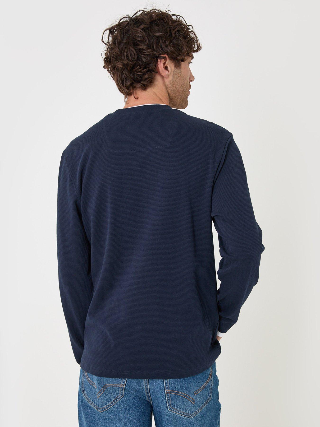 Image 2 of 4 of Threadbare Mens Mock Layer Ottoman Long Sleeve T-Shirt - Navy