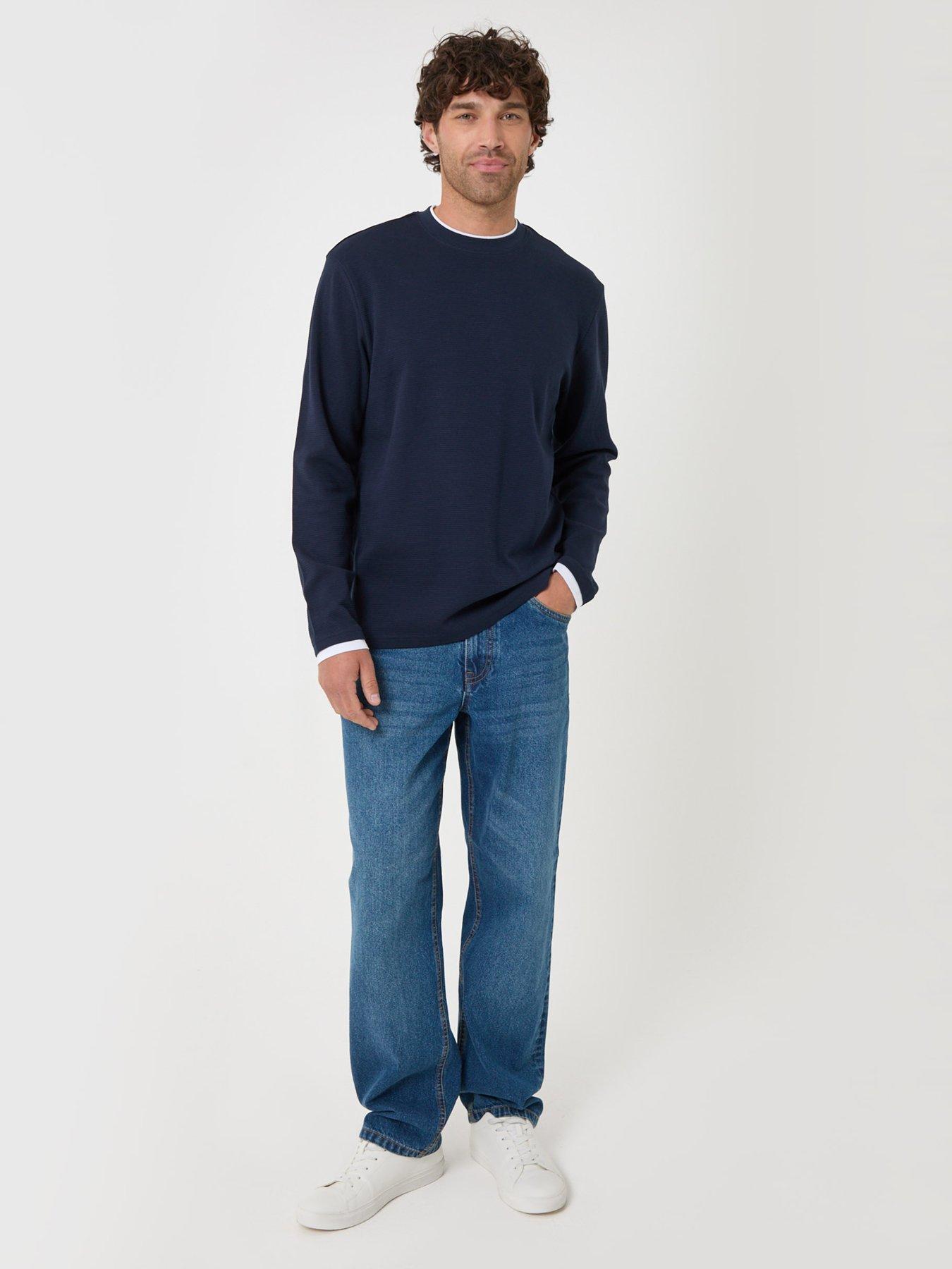 Image 3 of 4 of Threadbare Mens Mock Layer Ottoman Long Sleeve T-Shirt - Navy