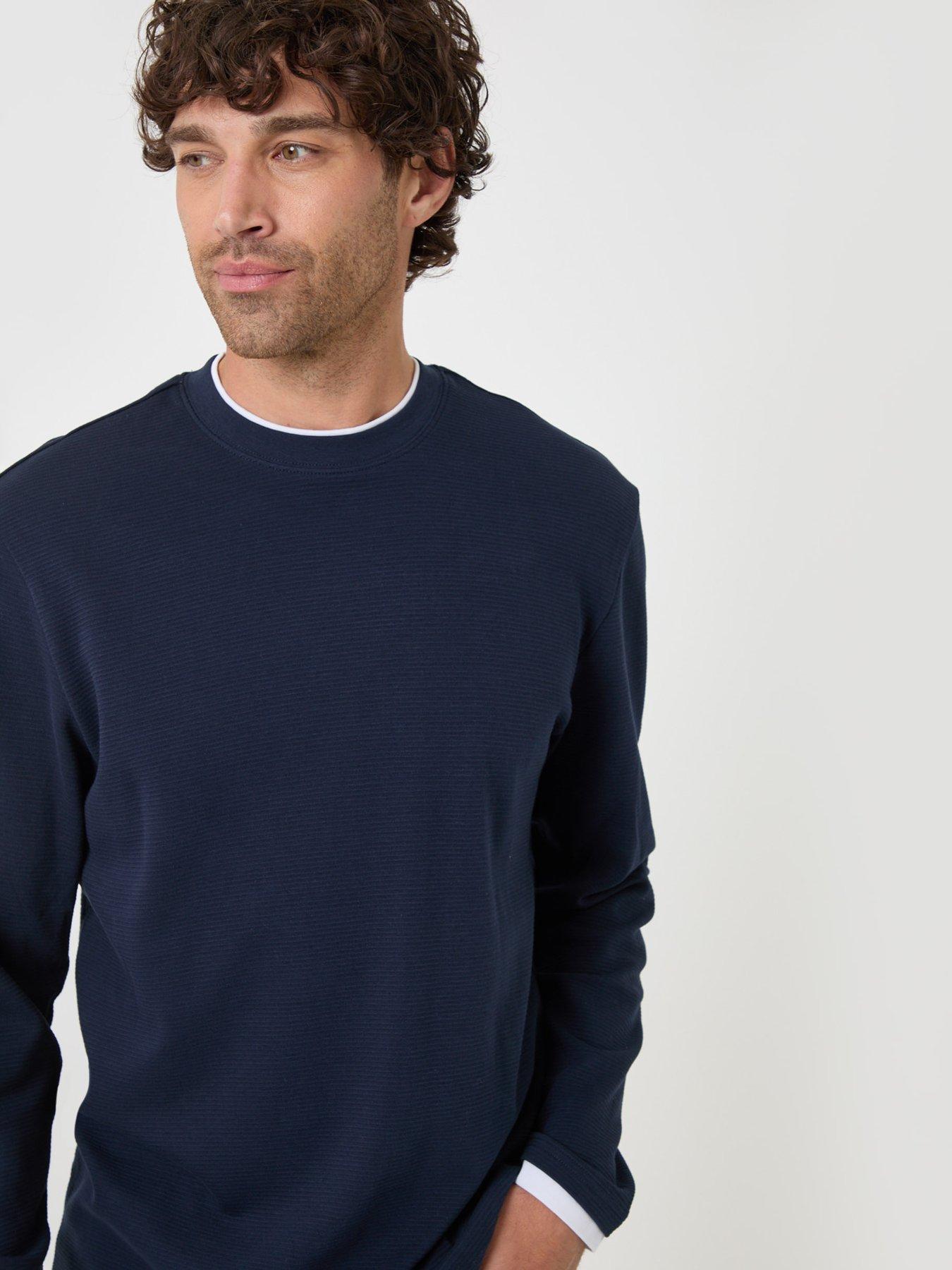 Image 4 of 4 of Threadbare Mens Mock Layer Ottoman Long Sleeve T-Shirt - Navy