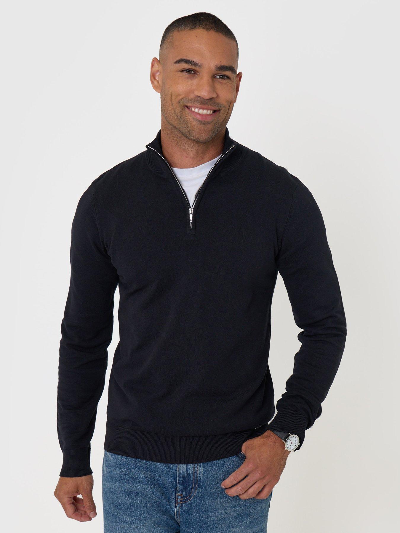 Image 6 of 6 of Threadbare Soft Knit Quarter Zip Jumper In Black