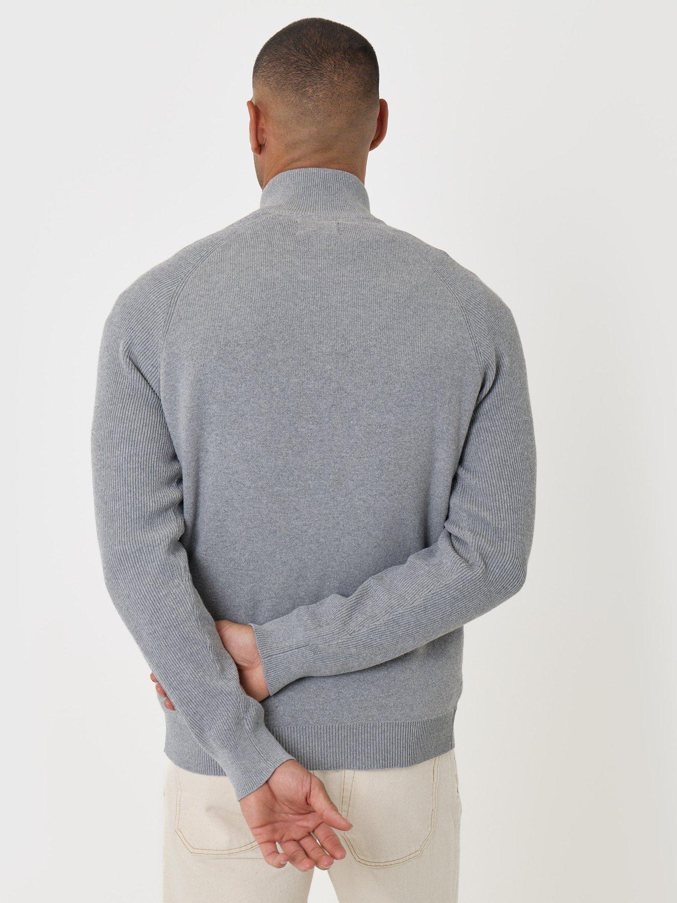 Image 2 of 6 of Threadbare Cotton Rich Funnel Neck Zip Through Sweatshirt In Grey Marl