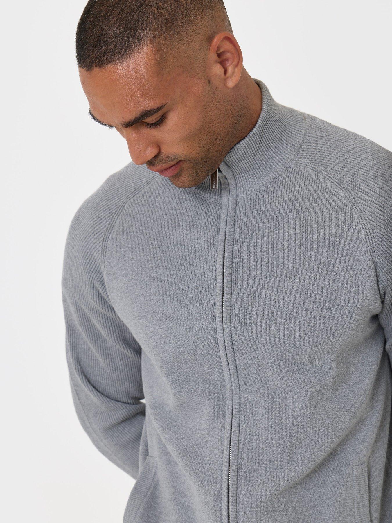 Image 4 of 6 of Threadbare Cotton Rich Funnel Neck Zip Through Sweatshirt In Grey Marl
