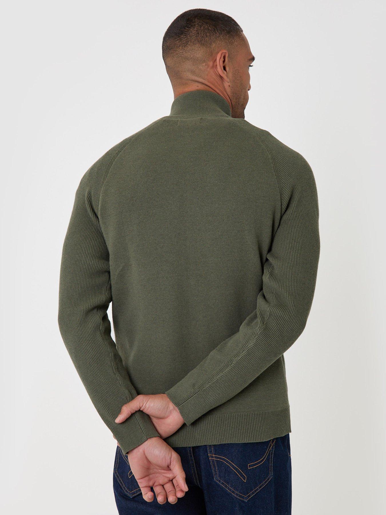Image 2 of 6 of Threadbare Mens Funnel Neck Zip Through Sweatshirt - Green