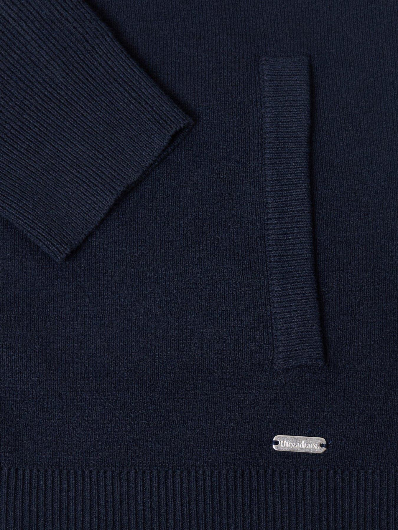 Image 6 of 6 of Threadbare Mens Funnel Neck Zip-Through Ribbed Jumper - Navy