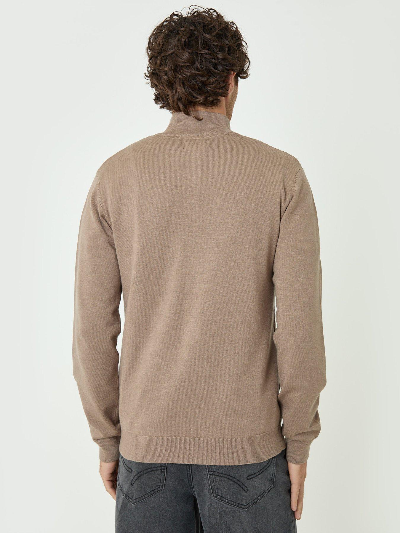 Image 2 of 4 of Threadbare Mens Diamond Cable Quarter Zip Jumper - Cream