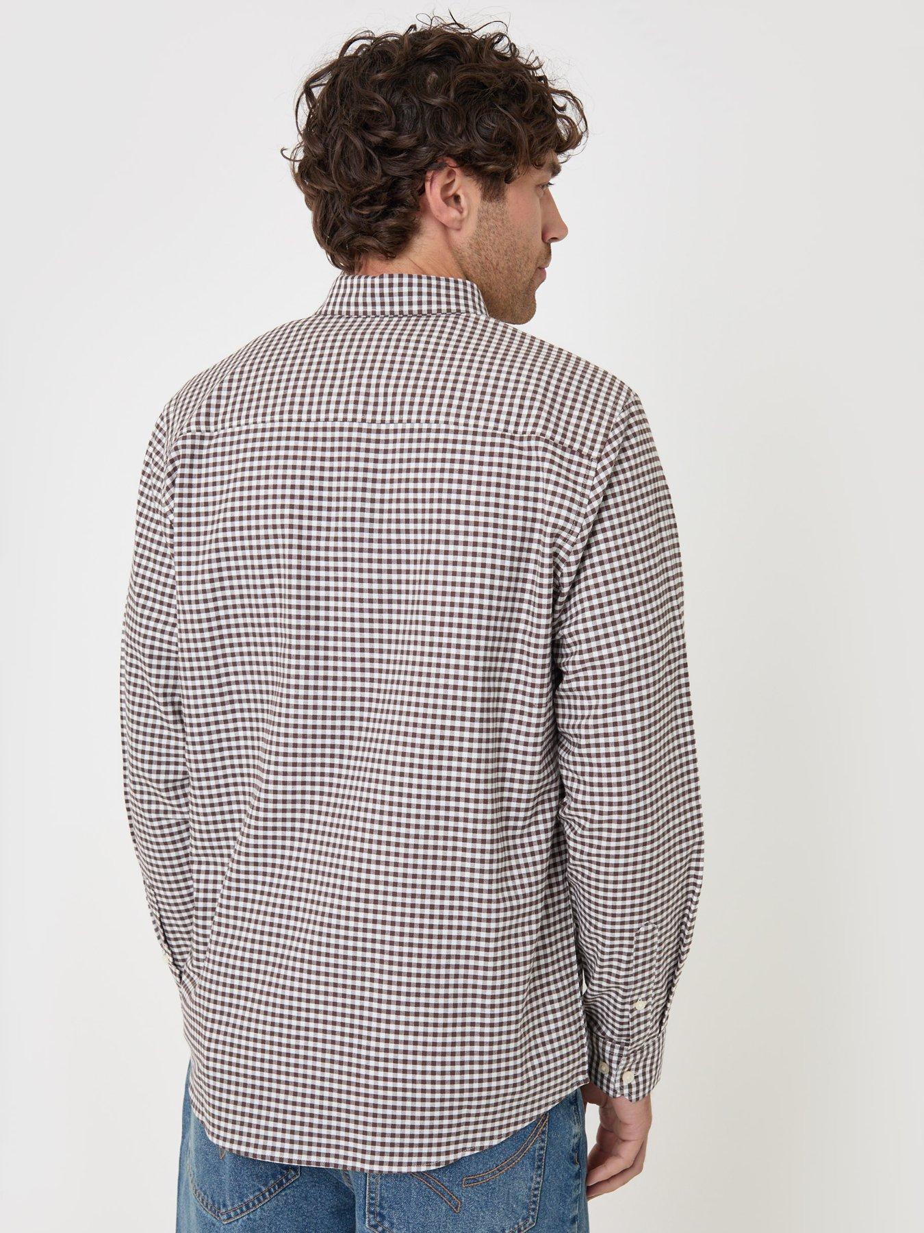 Image 2 of 5 of Threadbare Mens Regular Fit Cotton Oxford Check Shirt - Brown