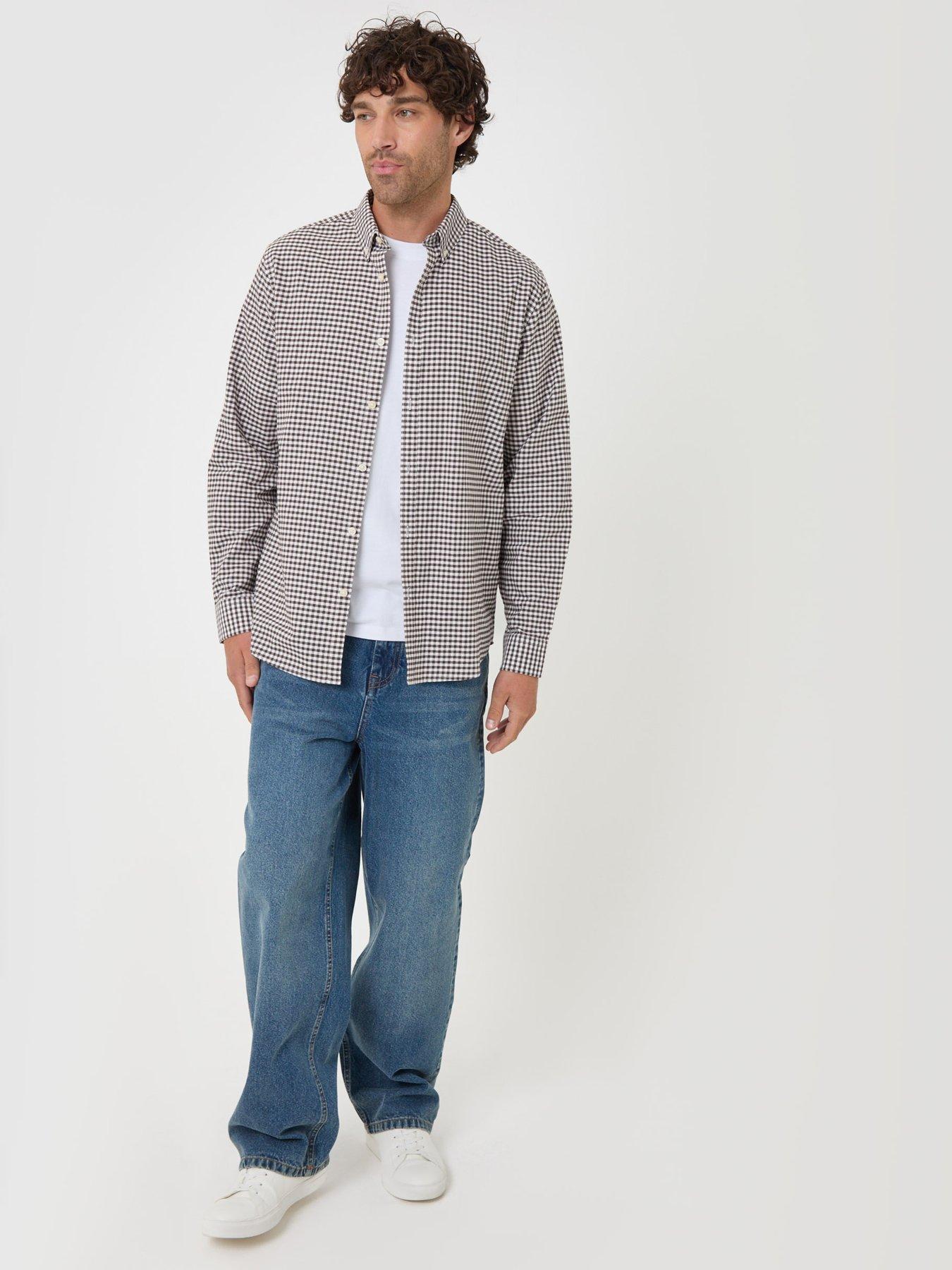Image 3 of 5 of Threadbare Mens Regular Fit Cotton Oxford Check Shirt - Brown