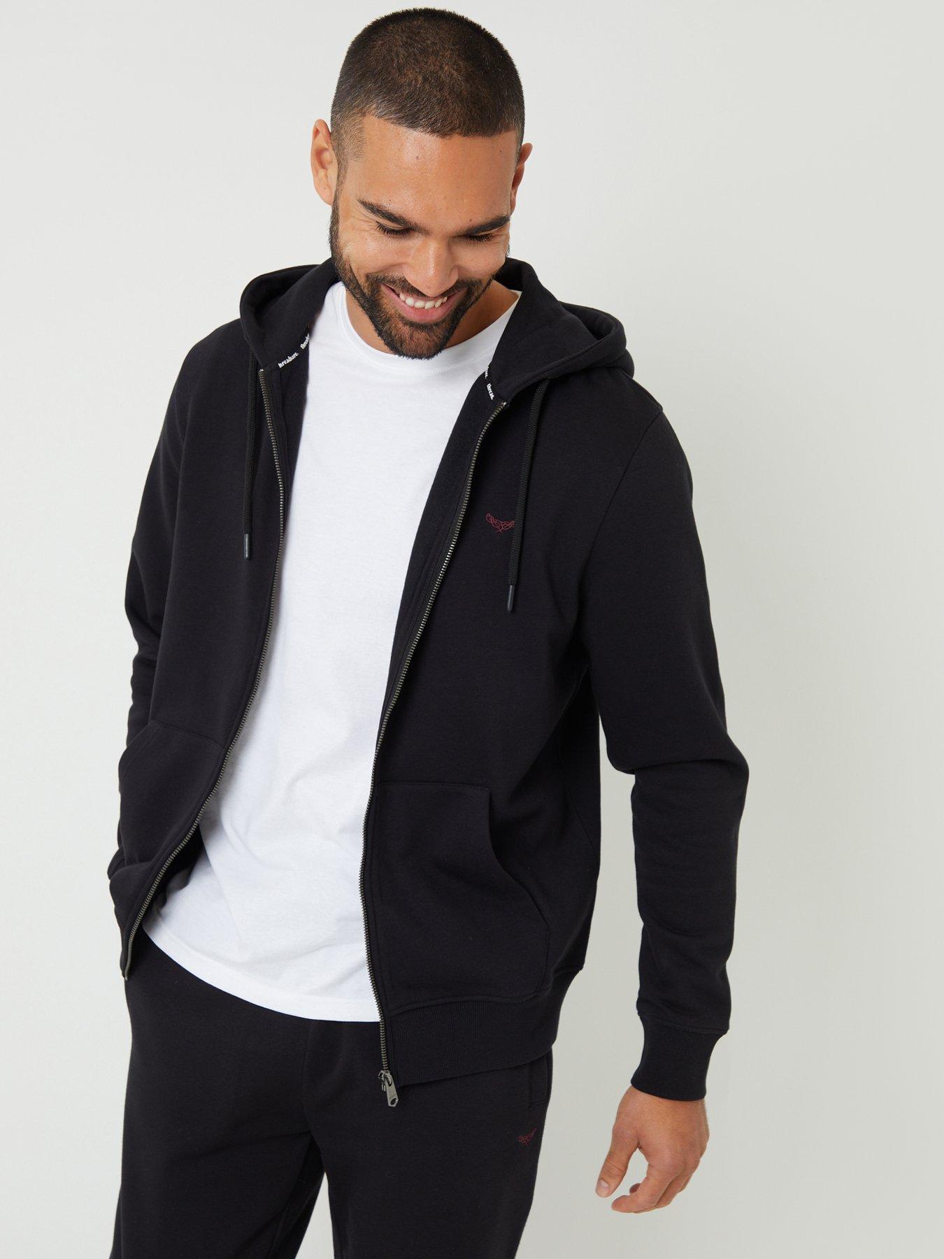 Image 1 of 4 of Threadbare Mens Cotton-Rich Zip Through Hoodie - Black