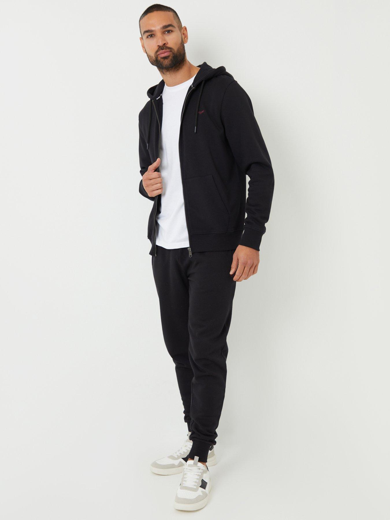 Image 3 of 4 of Threadbare Mens Cotton-Rich Zip Through Hoodie - Black
