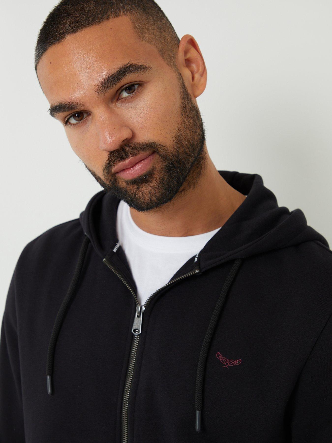 Image 4 of 4 of Threadbare Mens Cotton-Rich Zip Through Hoodie - Black