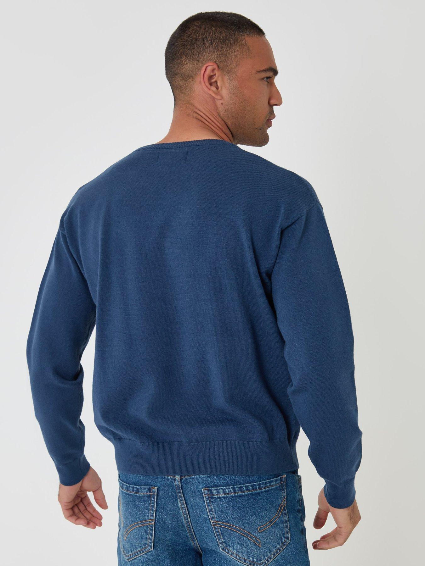 Image 2 of 4 of Threadbare Mens Relaxed Fit Crew Neck Sweatshirt - Blue