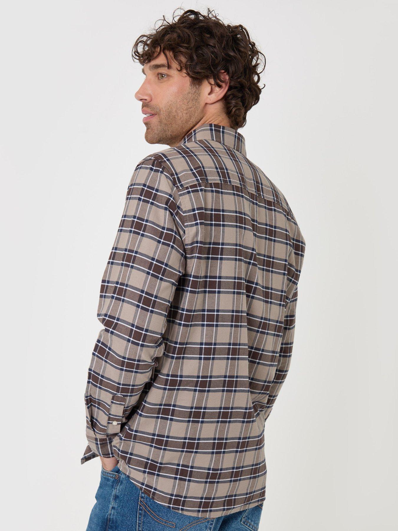 Image 2 of 4 of Threadbare Threadbare Mens Cotton Oxford Check Shirt - Brown