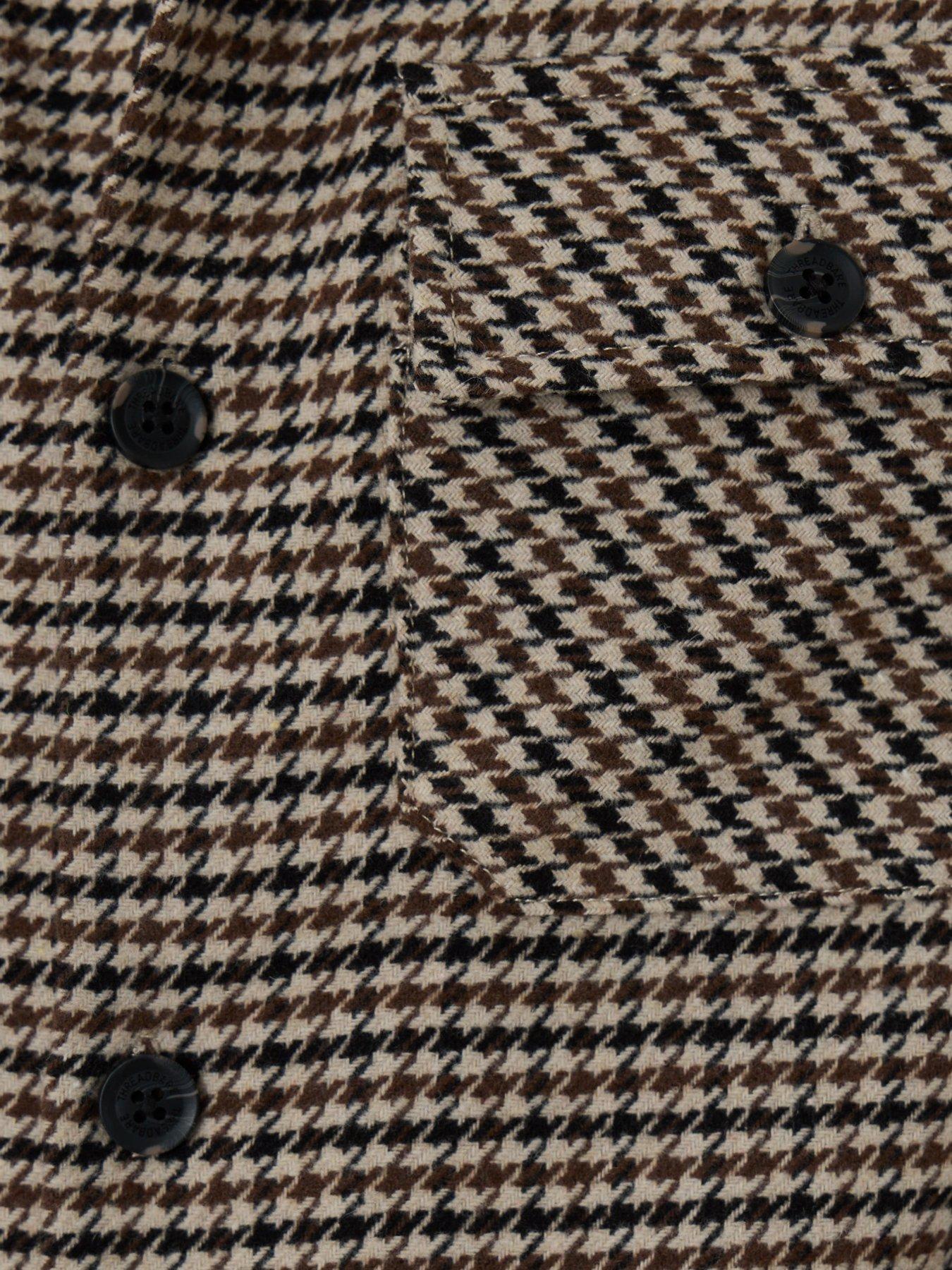 Image 5 of 5 of Threadbare Threadbare Mens Lightweight Dogtooth Check Shacket - Brown