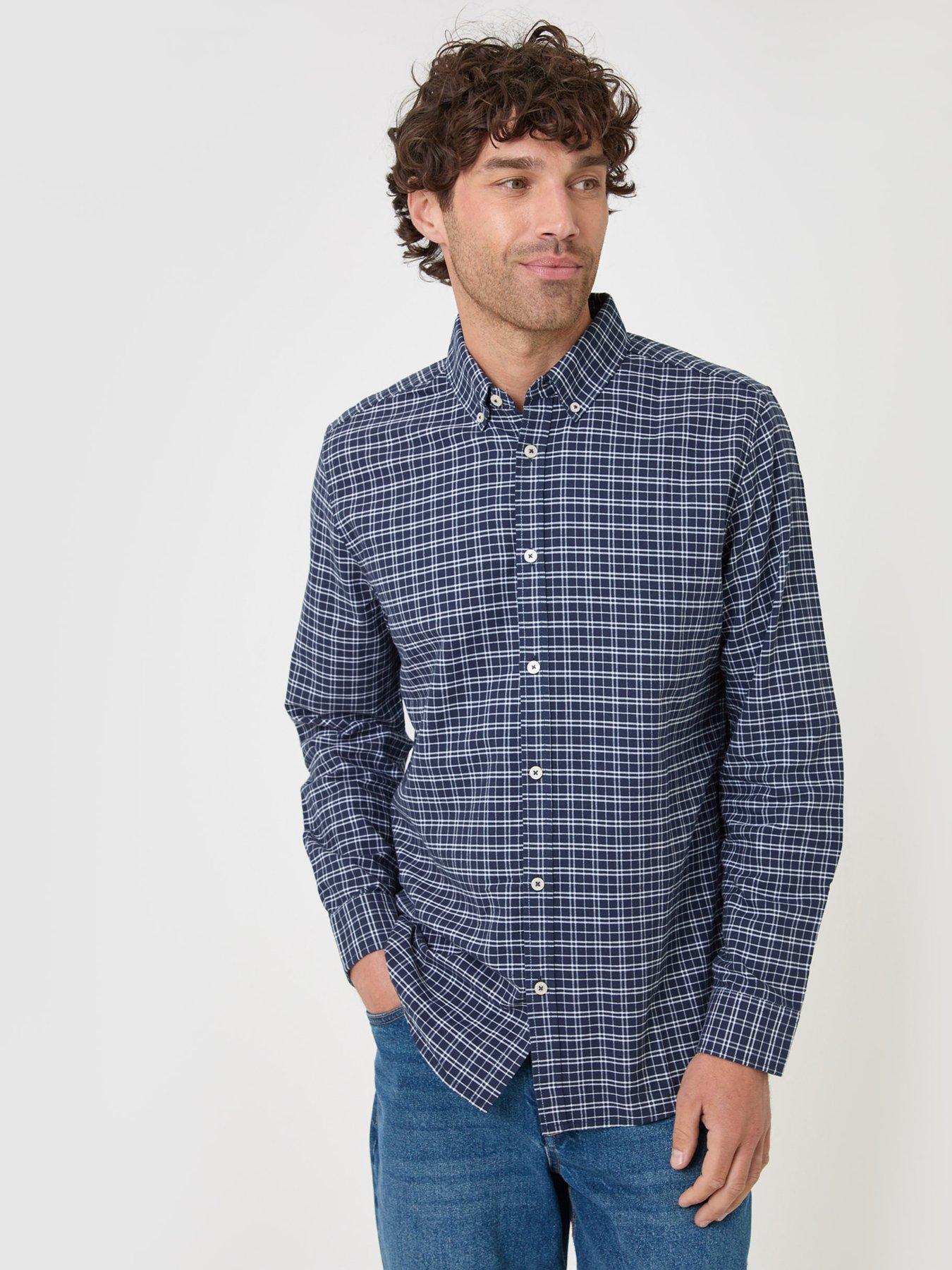 Image 1 of 4 of Threadbare Mens Regular Fit Cotton Oxford Checked Shirt - Navy