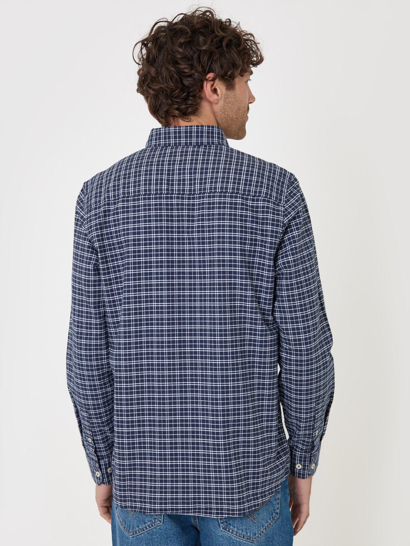 Image 2 of 4 of Threadbare Mens Regular Fit Cotton Oxford Checked Shirt - Navy