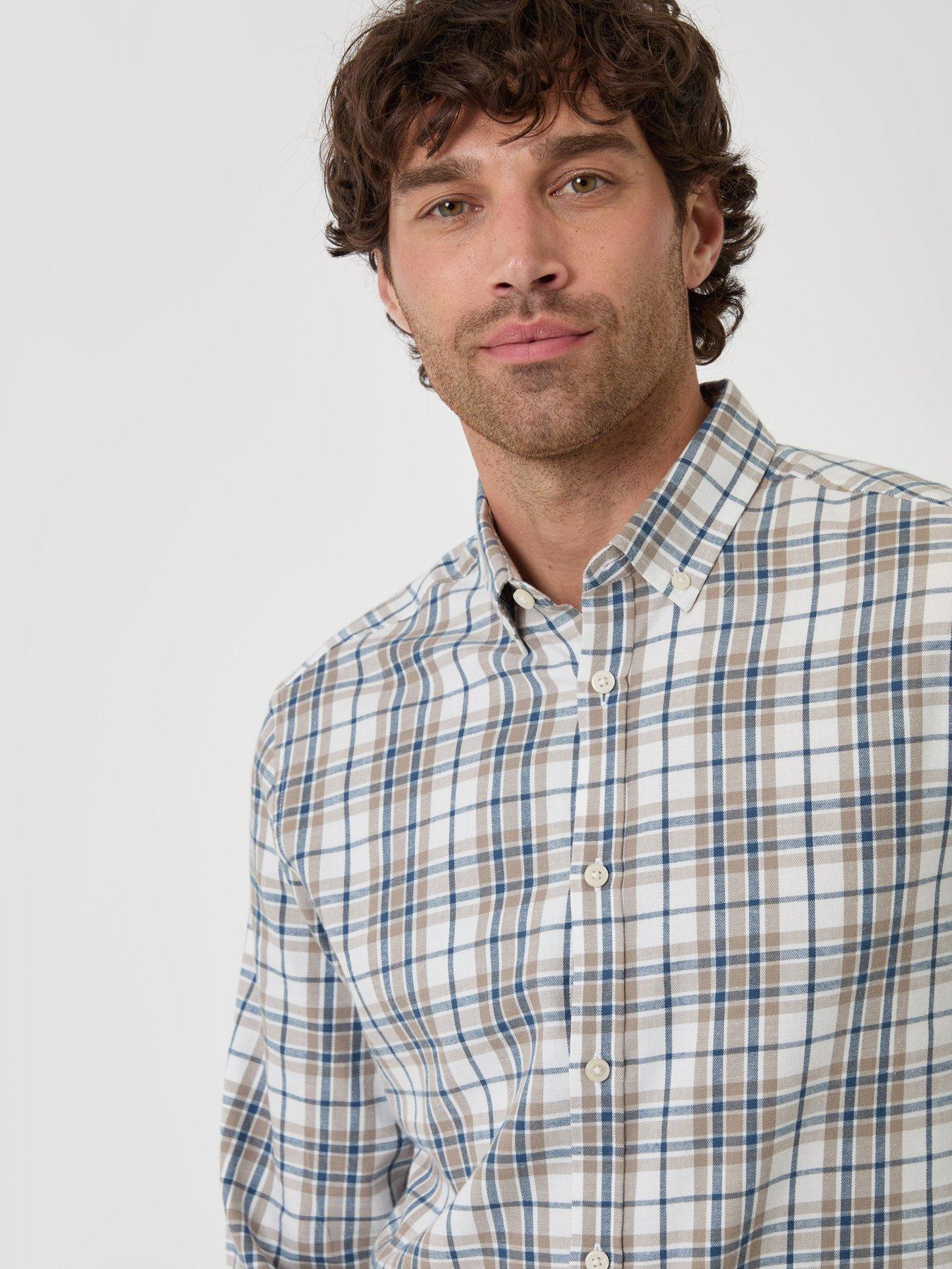 Image 4 of 4 of Threadbare Brushed Cotton Flannel Shirt In Cream Check