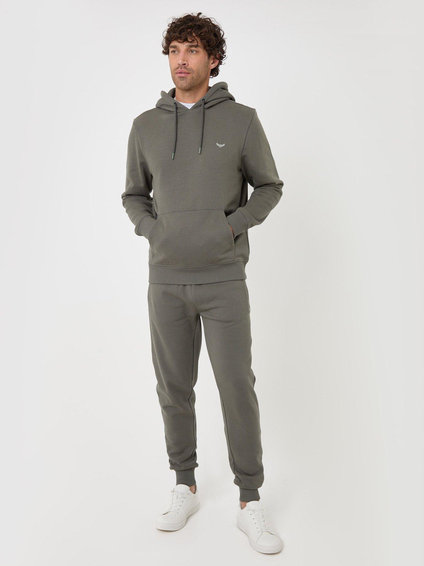 Image 3 of 5 of Threadbare Mens Cotton-Rich Overhead Hoodie With Kangaroo Pocket - Dark Sage