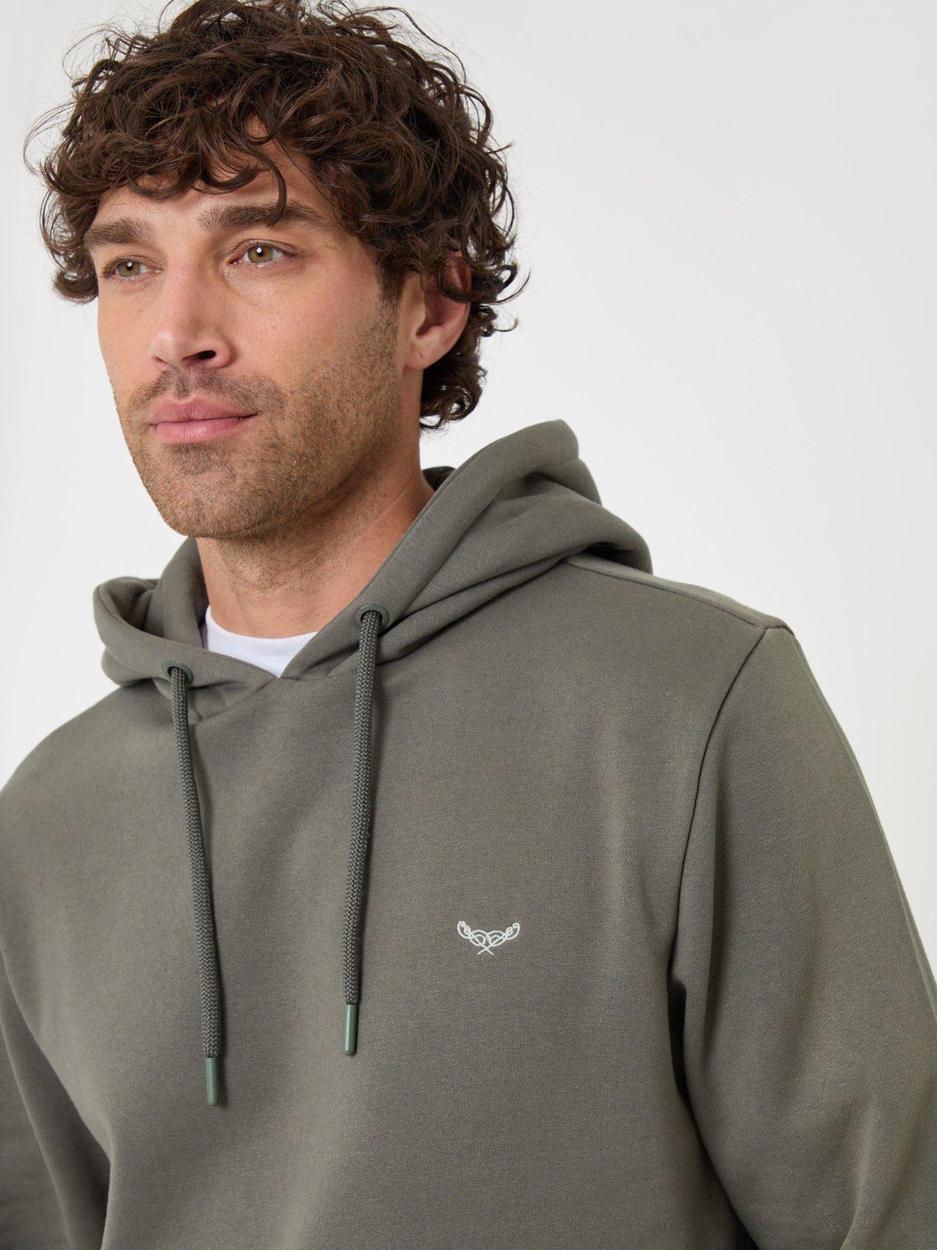 Image 4 of 5 of Threadbare Mens Cotton-Rich Overhead Hoodie With Kangaroo Pocket - Dark Sage