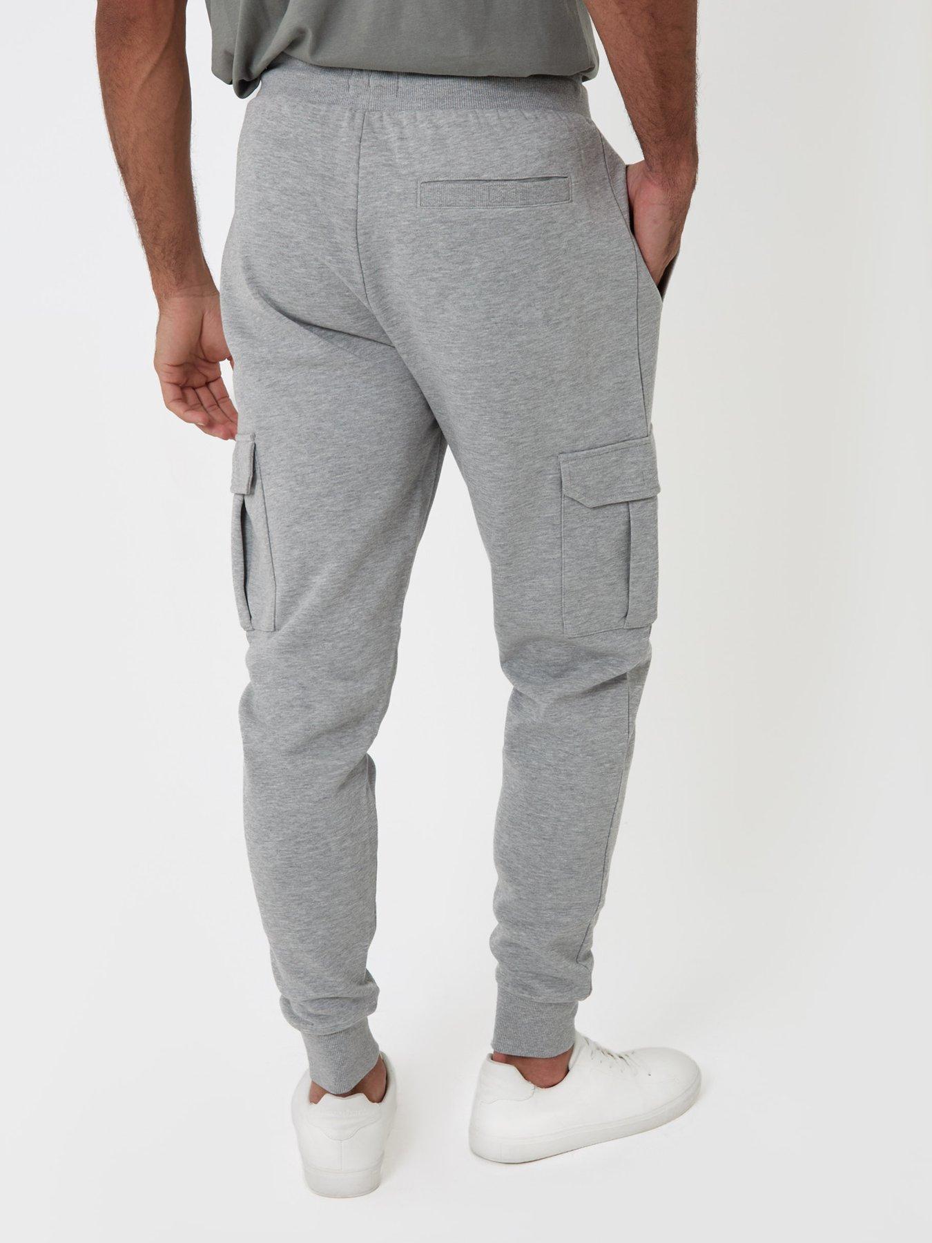 Image 2 of 4 of Threadbare Regular Fit Cotton Rich Cargo Joggers In Grey Marl