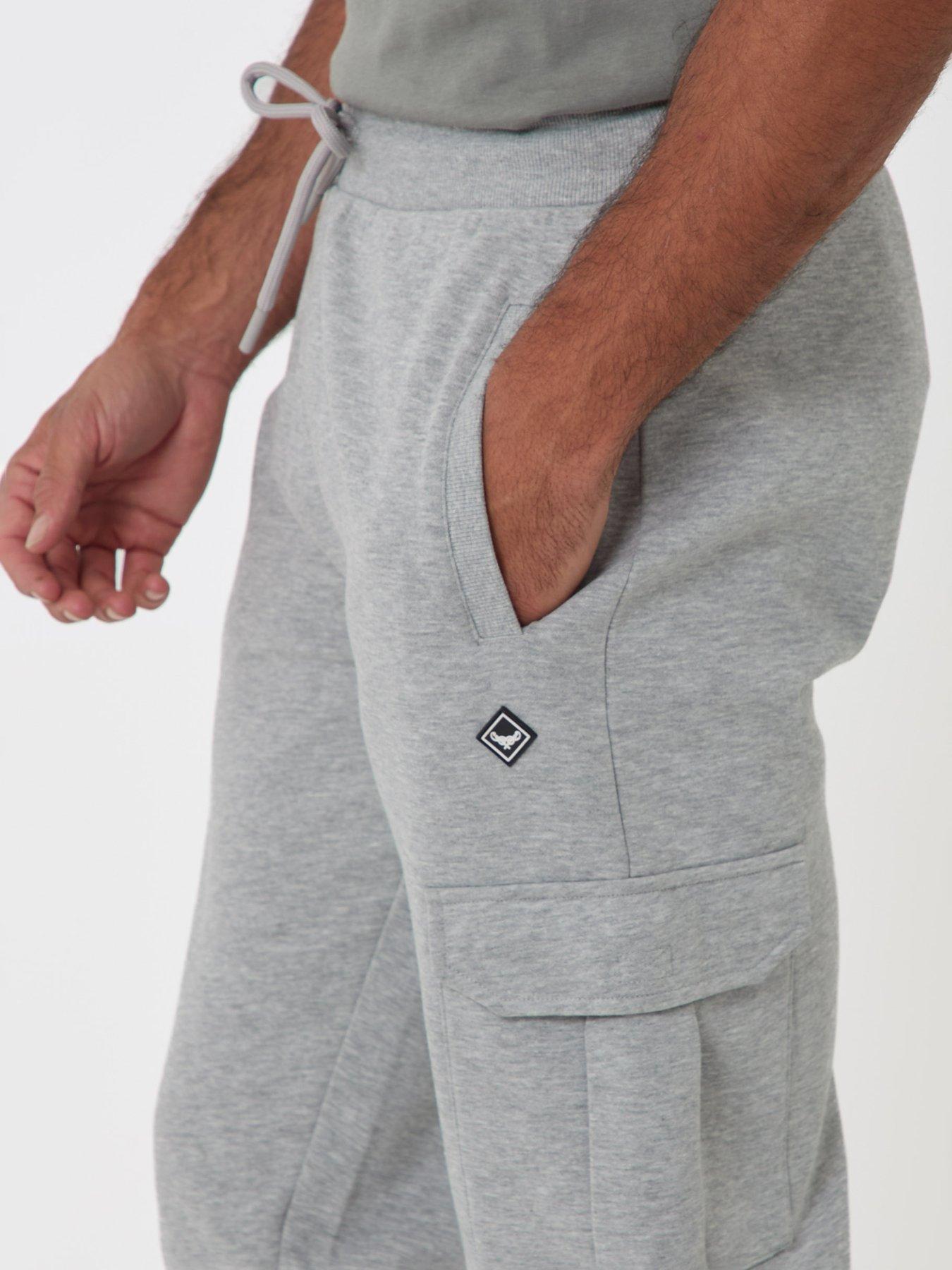Image 4 of 4 of Threadbare Regular Fit Cotton Rich Cargo Joggers In Grey Marl