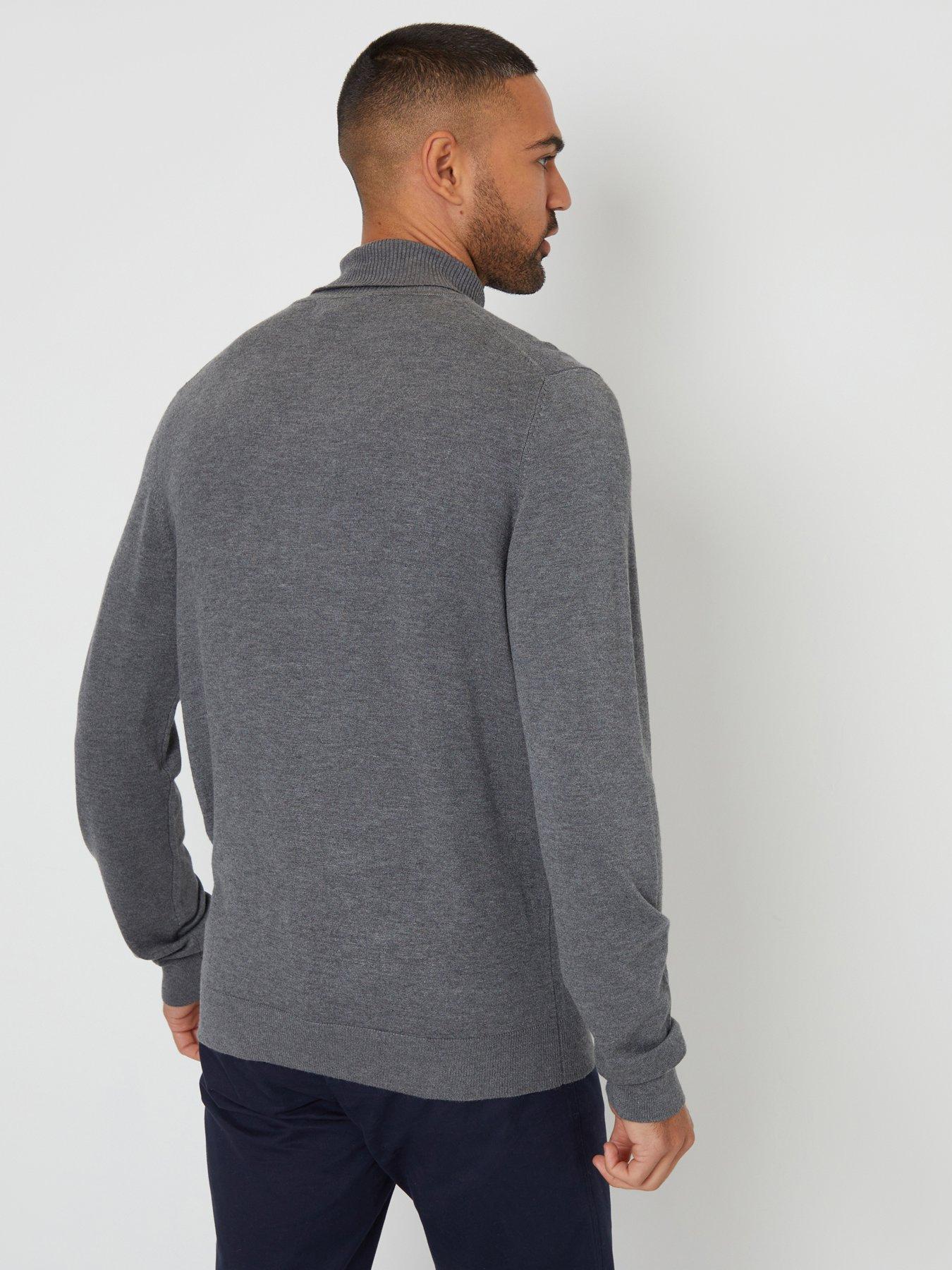 Image 2 of 4 of Threadbare Threadbare Mens Roll Neck Fine Knit Jumper - Grey