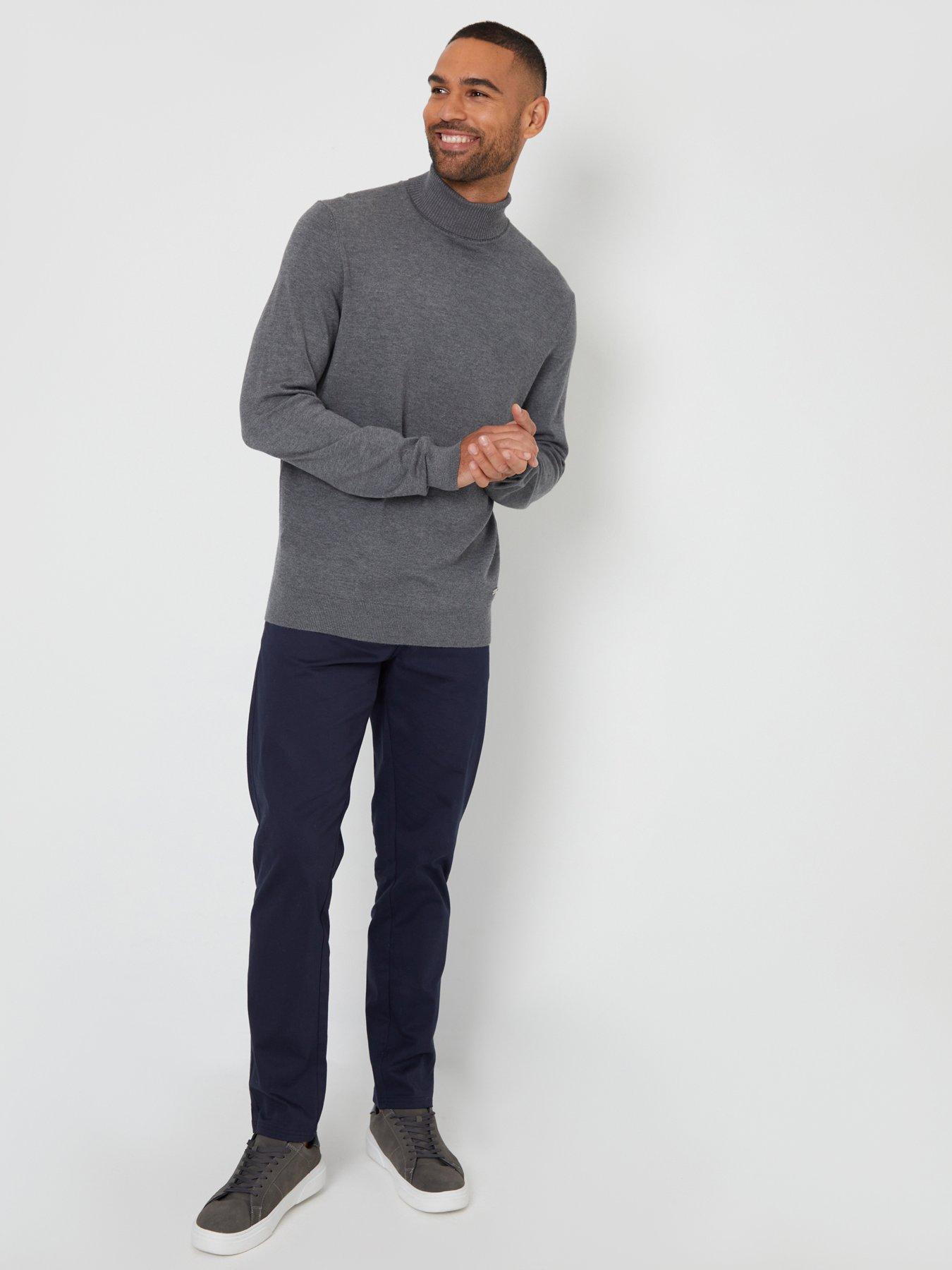 Image 3 of 4 of Threadbare Threadbare Mens Roll Neck Fine Knit Jumper - Grey