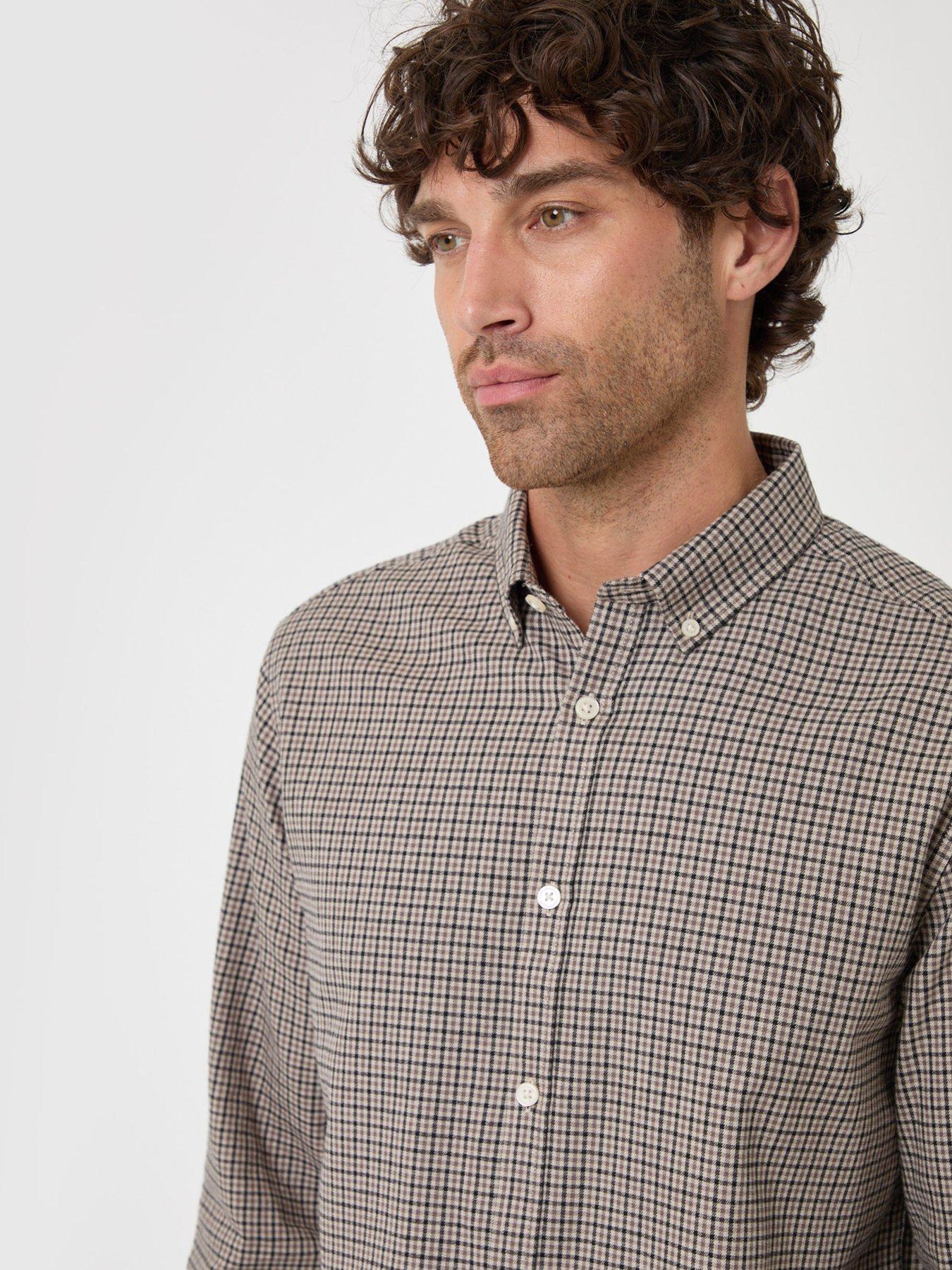 Image 4 of 4 of Threadbare Threadbare Mens Brushed Cotton Flannel Shirt - Grey