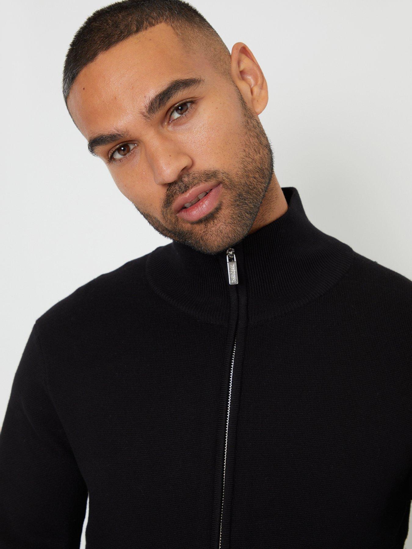 Image 4 of 5 of Threadbare Funnel Neck Zip Through Sweatshirt In Black