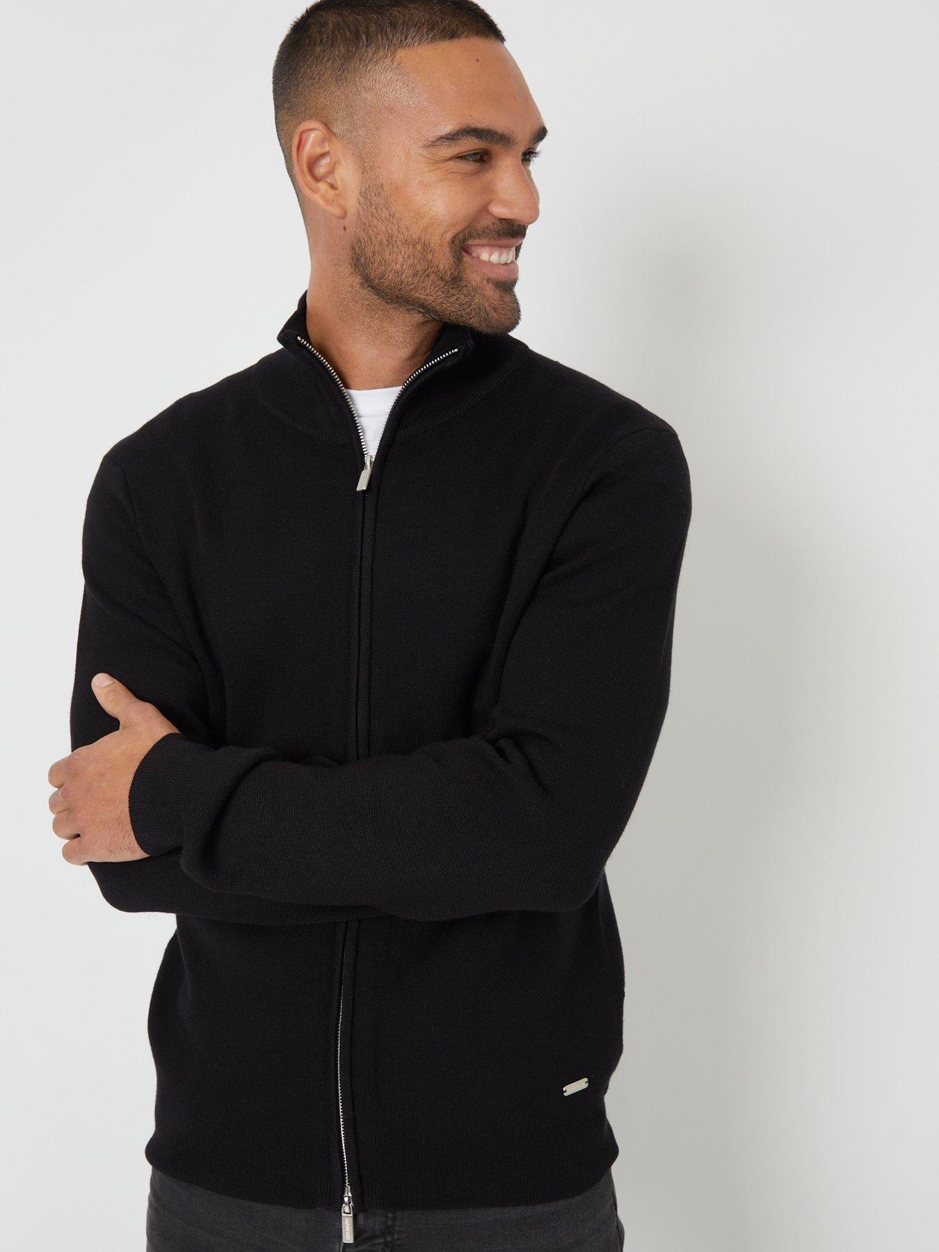 Image 5 of 5 of Threadbare Funnel Neck Zip Through Sweatshirt In Black