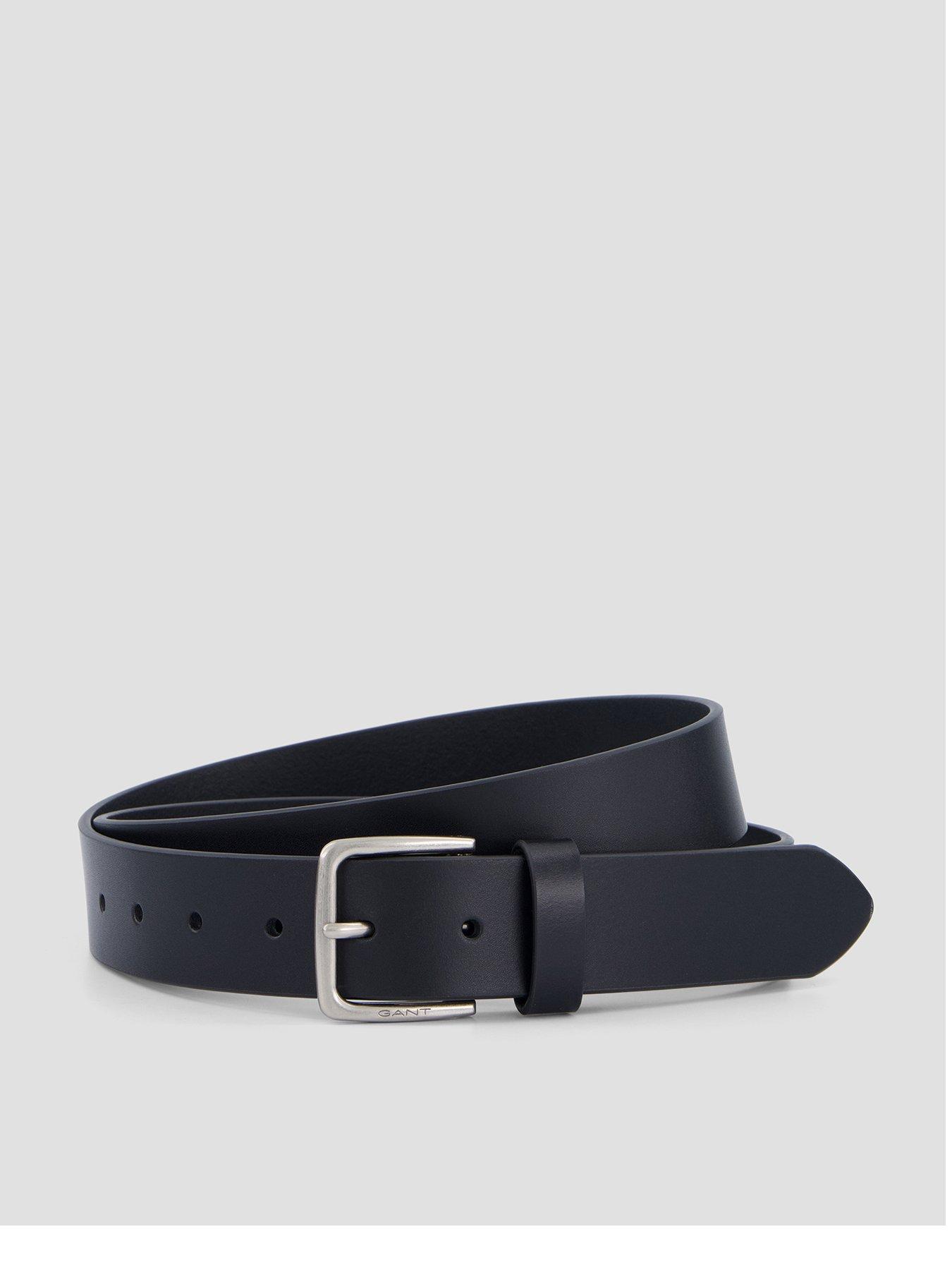 Image 1 of 4 of GANT Mens Premium Buffalo Leather Branded Buckle Belt - Black