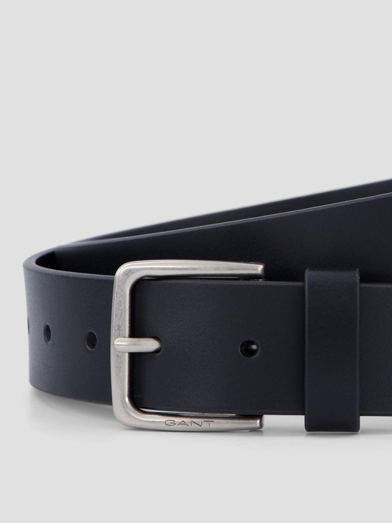 Image 2 of 4 of GANT Mens Premium Buffalo Leather Branded Buckle Belt - Black