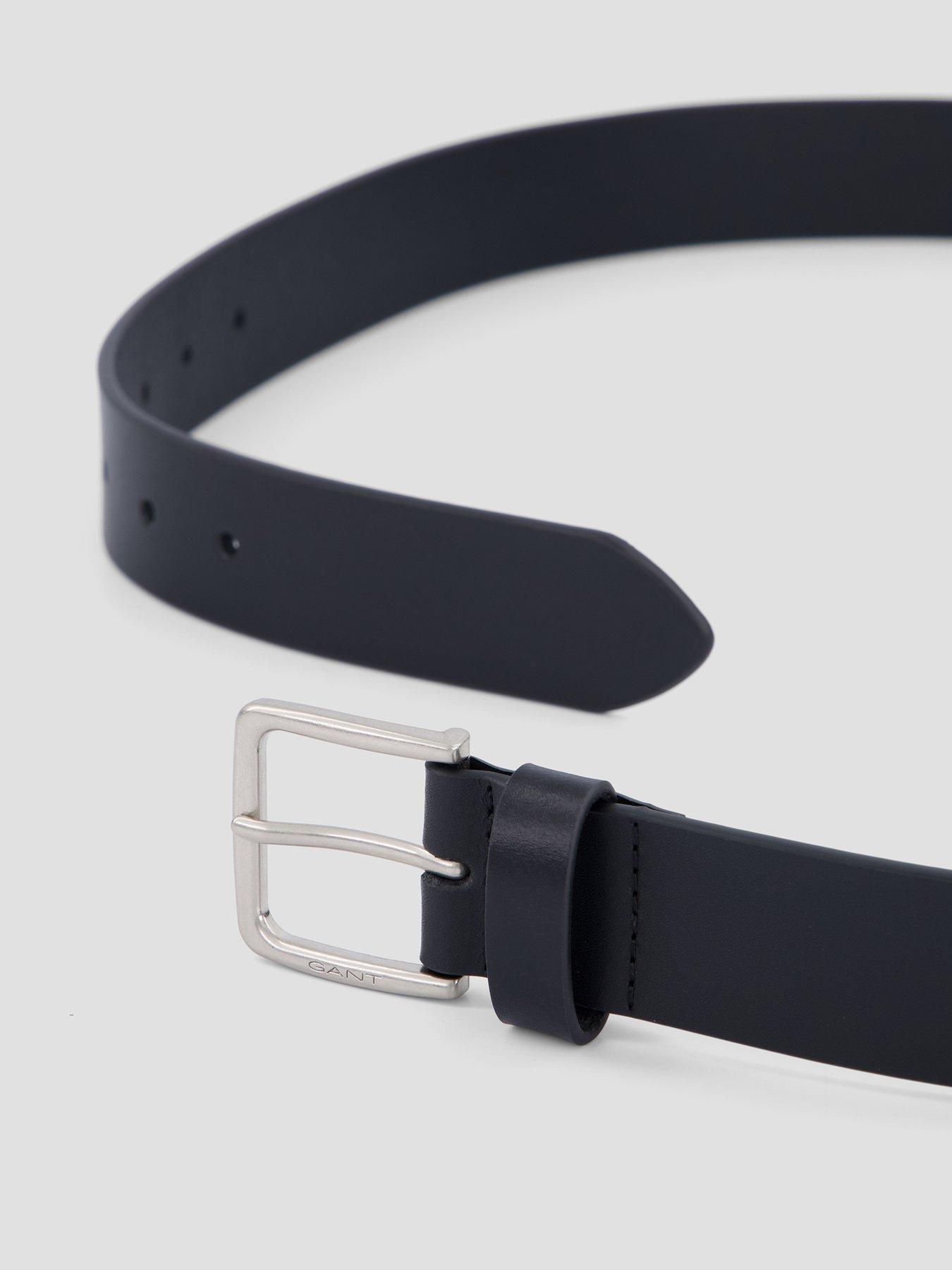 Image 3 of 4 of GANT Mens Premium Buffalo Leather Branded Buckle Belt - Black